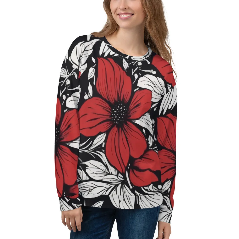 Sweat-Shirt Unisexe Fleur rouge