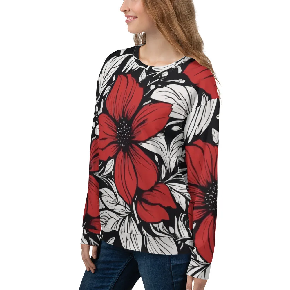 Sweat-Shirt Unisexe Fleur rouge