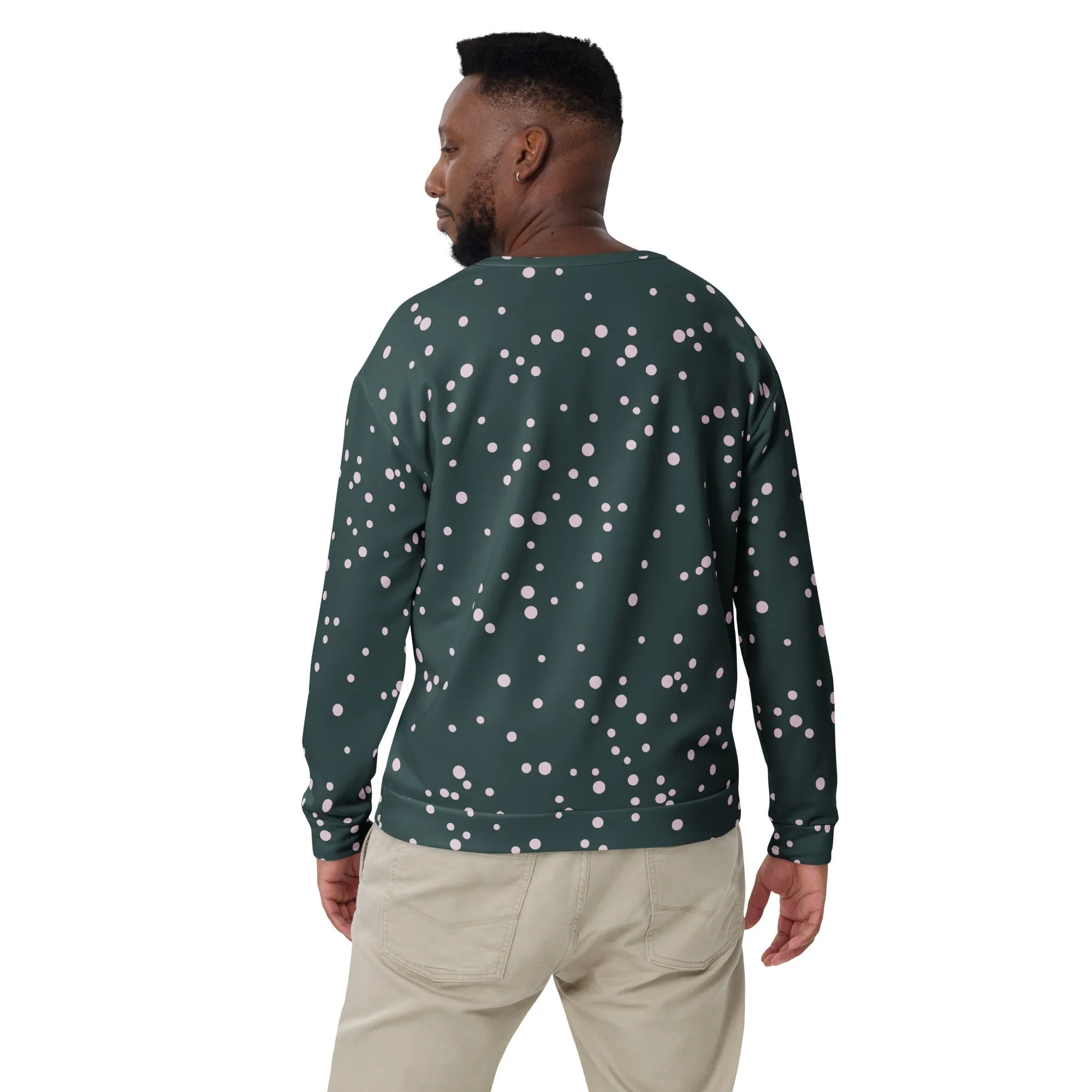 Sweat-Shirt Unisexe Vert foncé points blancs