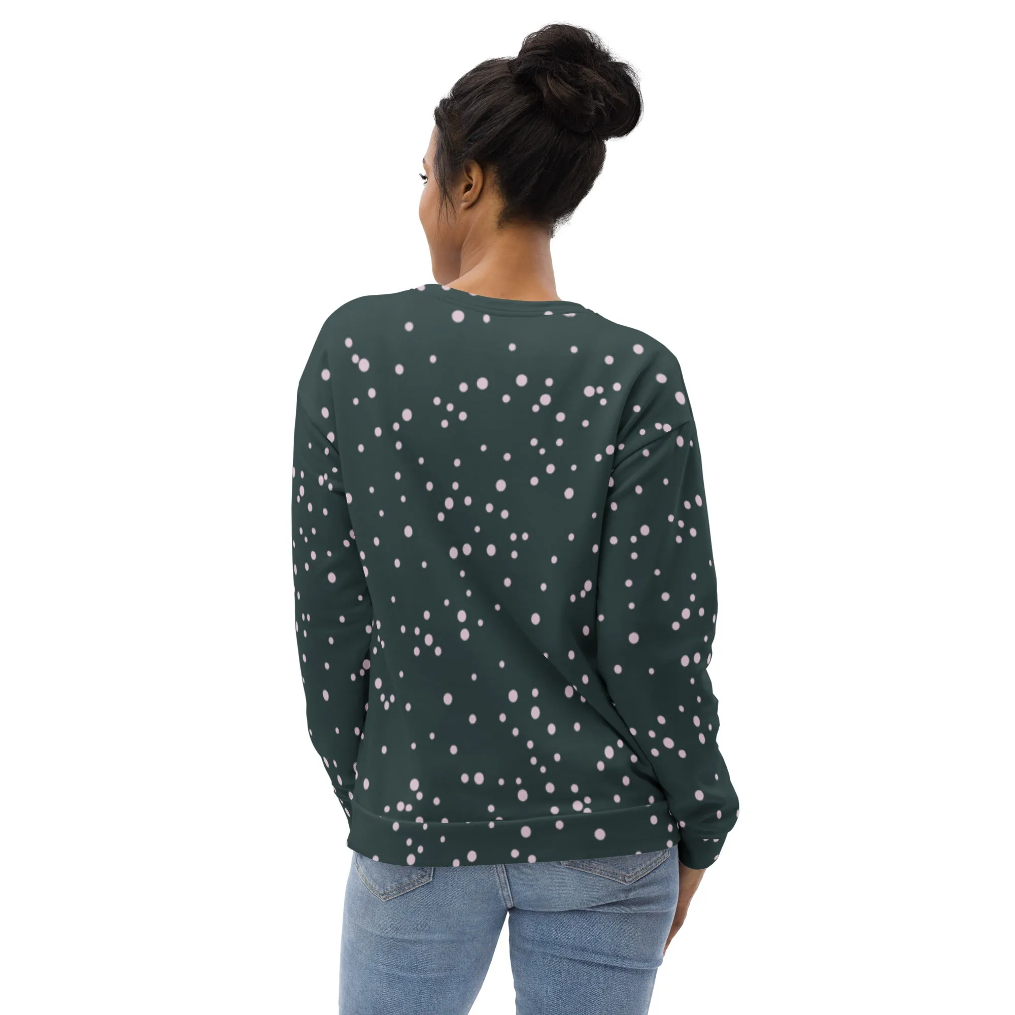 Sweat-Shirt Unisexe Vert foncé points blancs