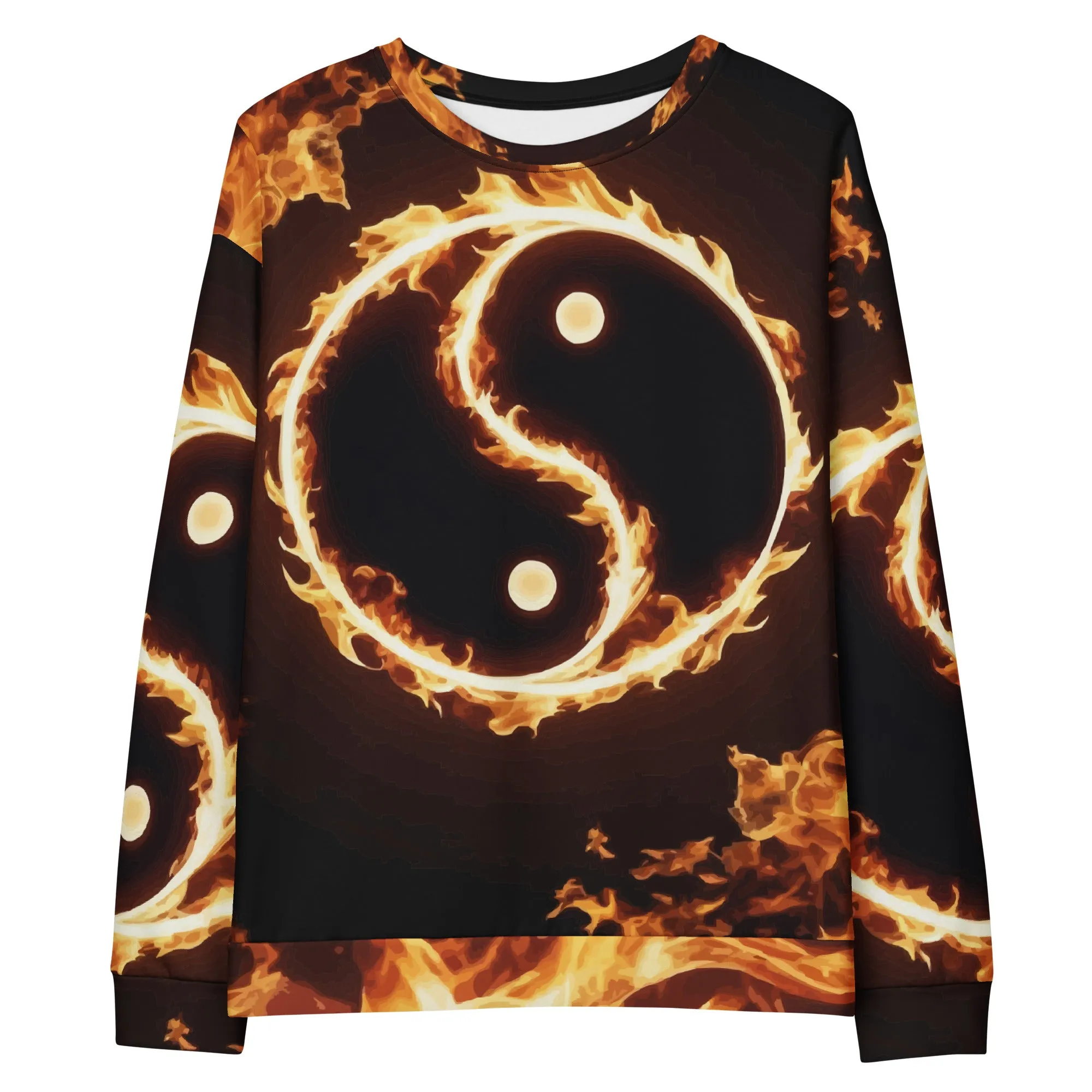 Sweat-Shirt Unisexe Yin-Yang en flamme