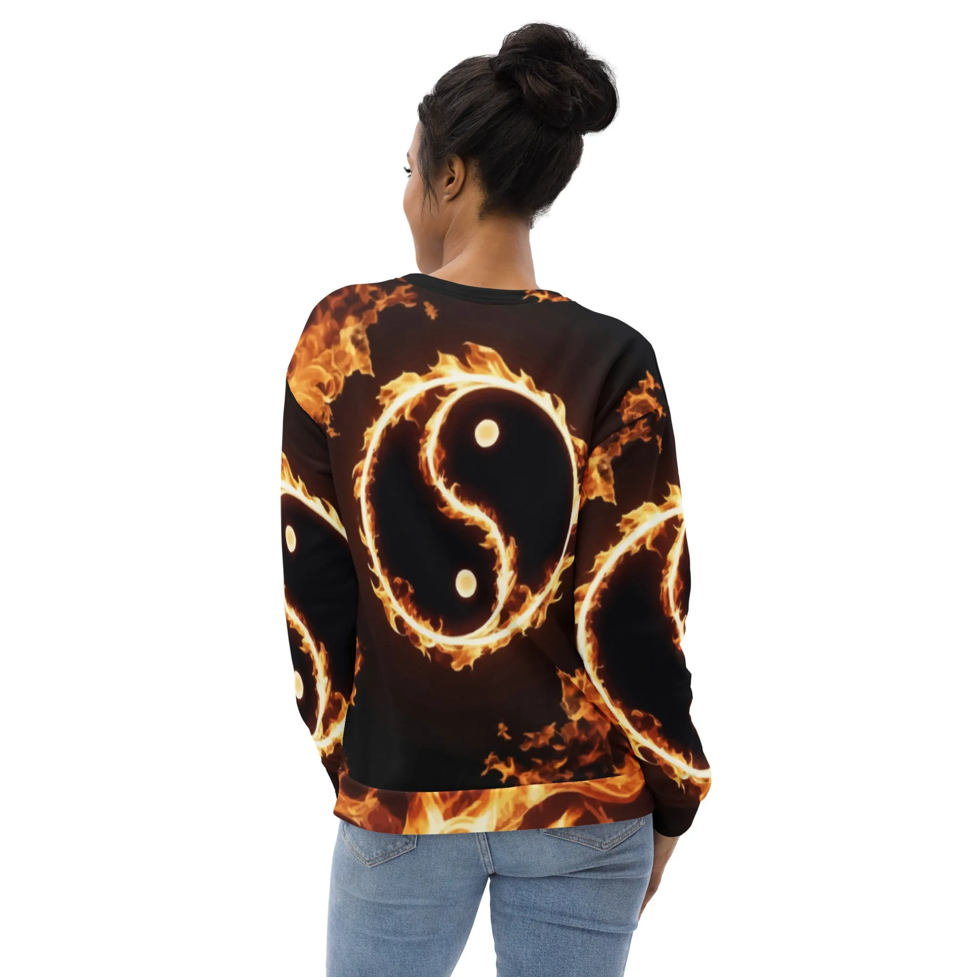 Sweat-Shirt Unisexe Yin-Yang en flamme