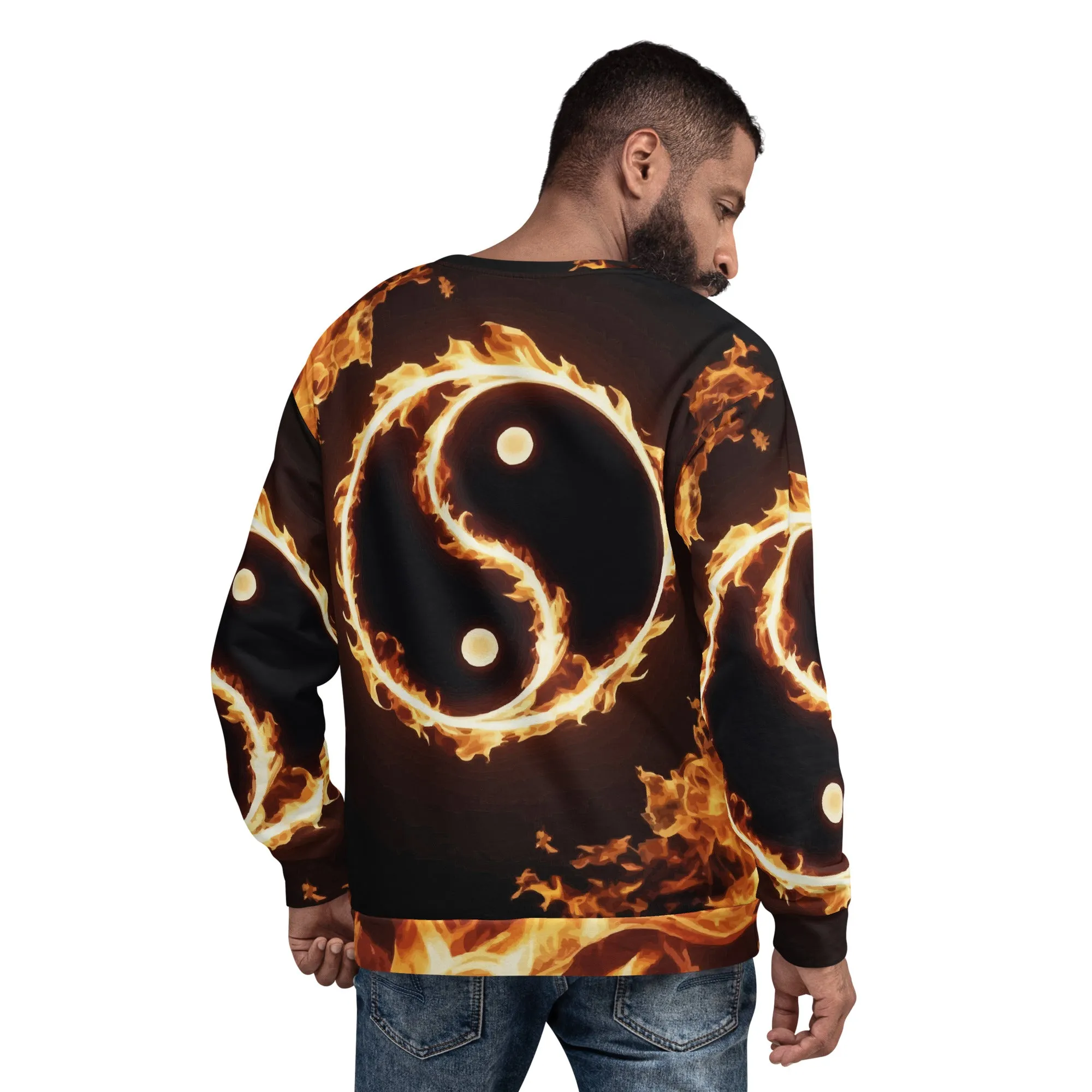 Sweat-Shirt Unisexe Yin-Yang en flamme