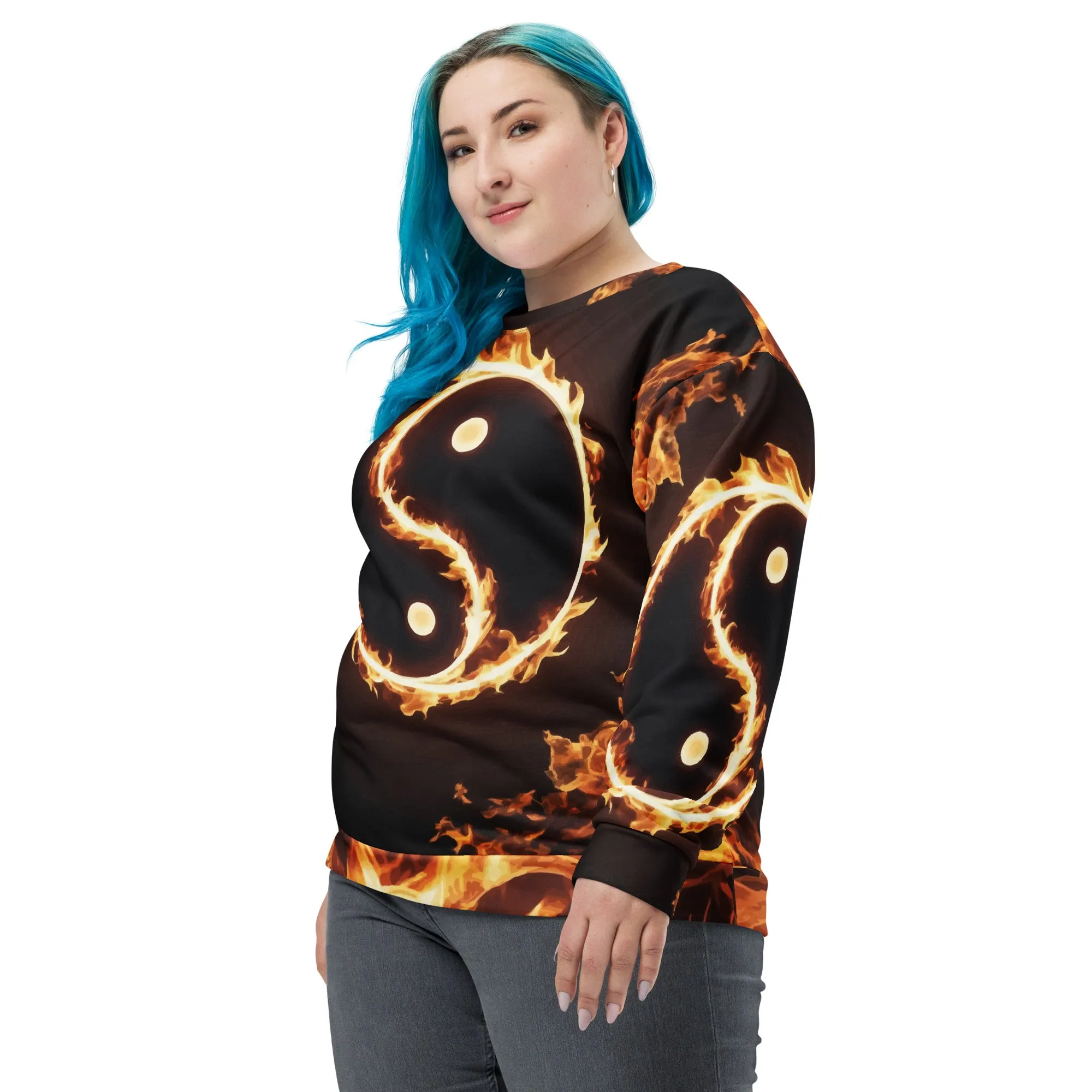 Sweat-Shirt Unisexe Yin-Yang en flamme