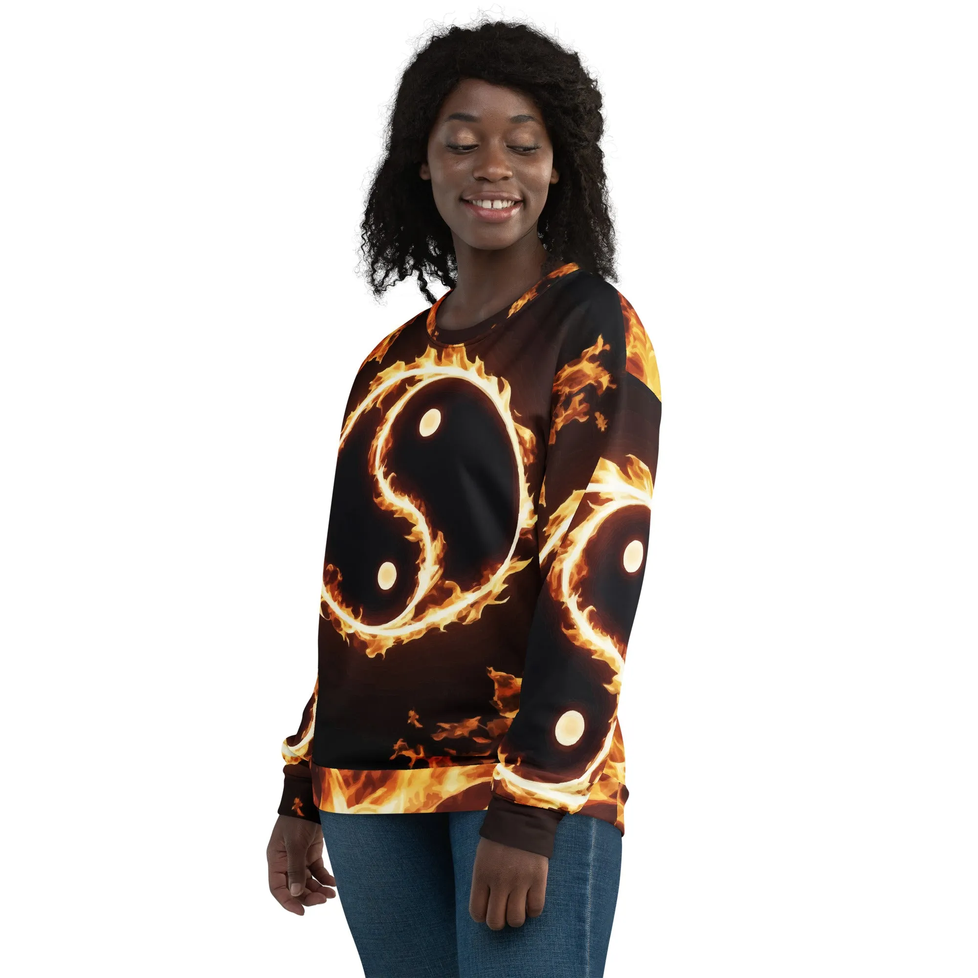 Sweat-Shirt Unisexe Yin-Yang en flamme