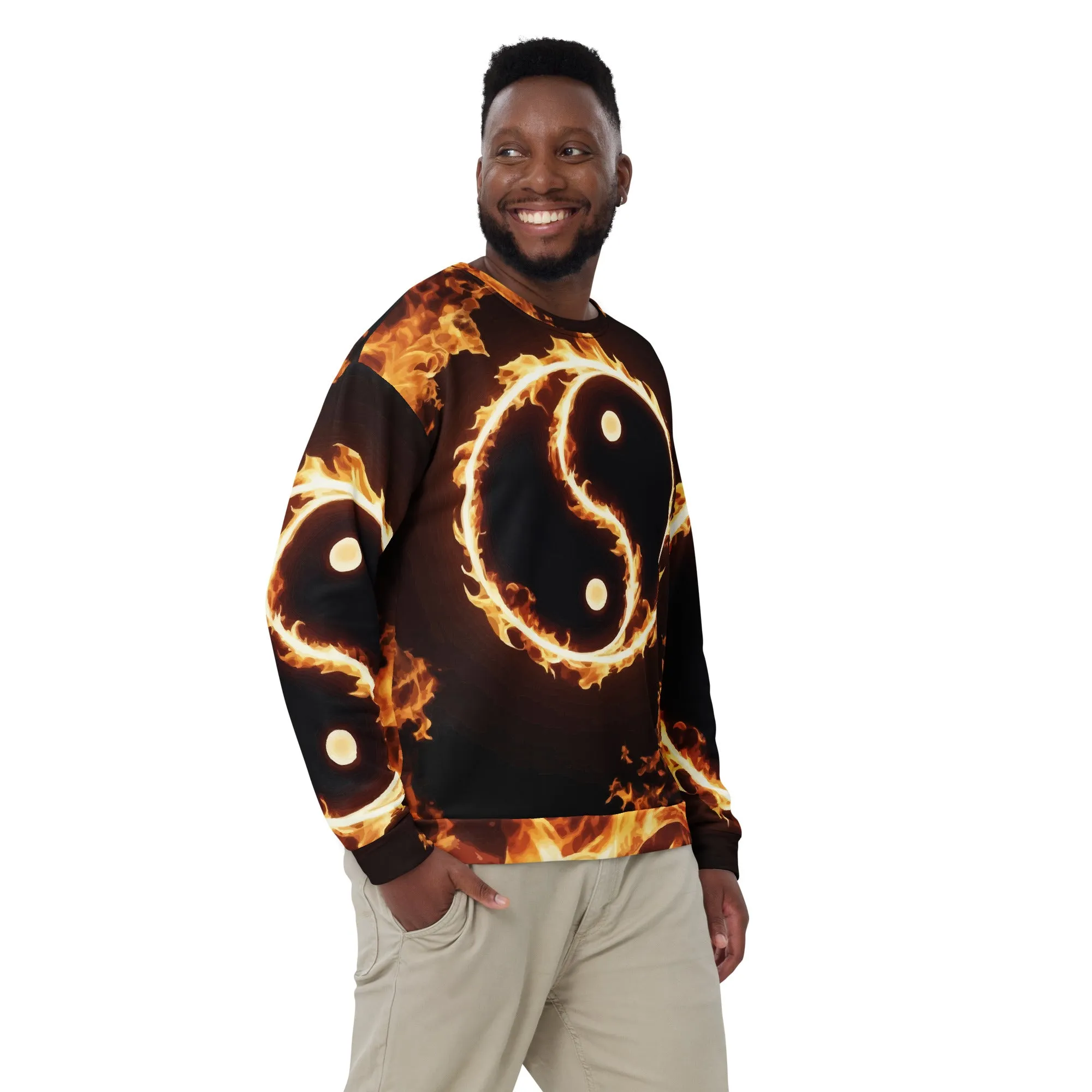 Sweat-Shirt Unisexe Yin-Yang en flamme