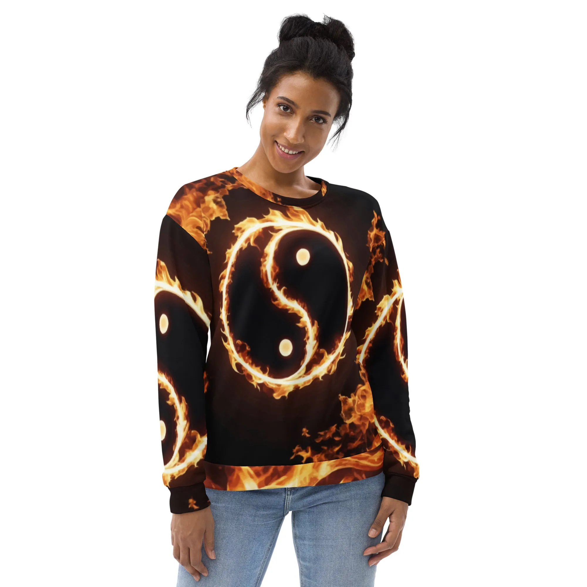 Sweat-Shirt Unisexe Yin-Yang en flamme