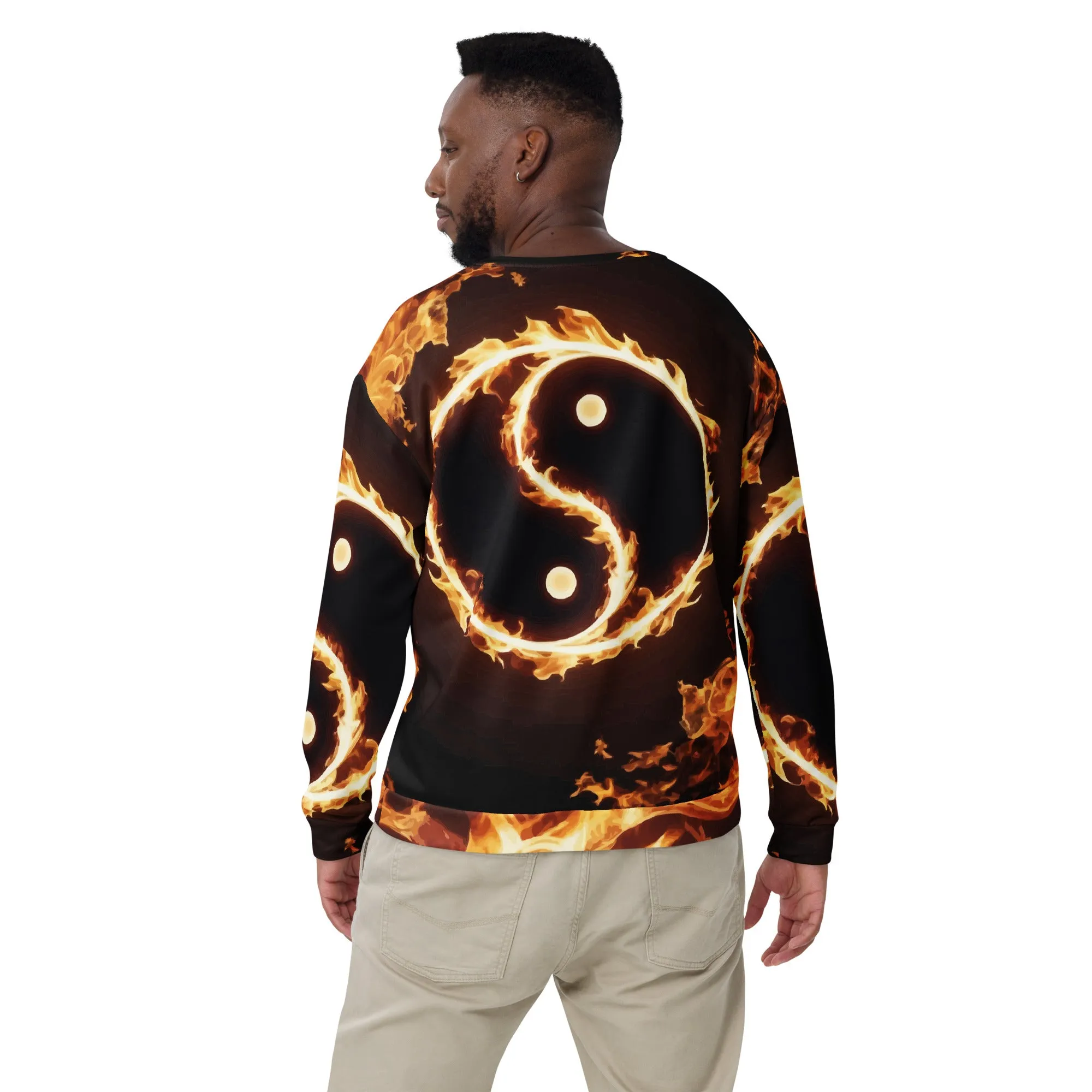 Sweat-Shirt Unisexe Yin-Yang en flamme