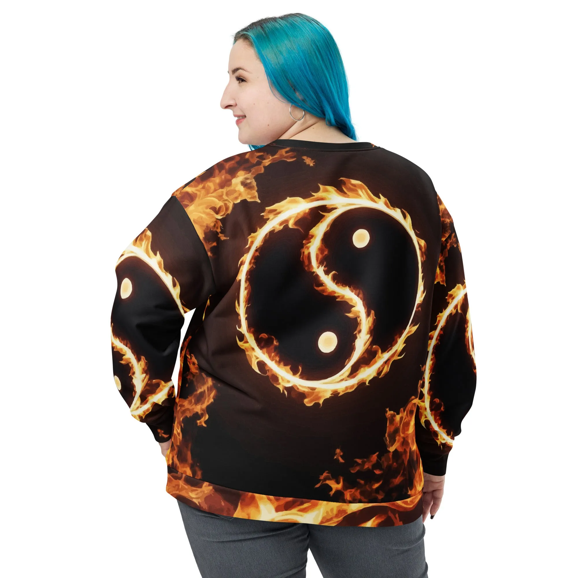 Sweat-Shirt Unisexe Yin-Yang en flamme