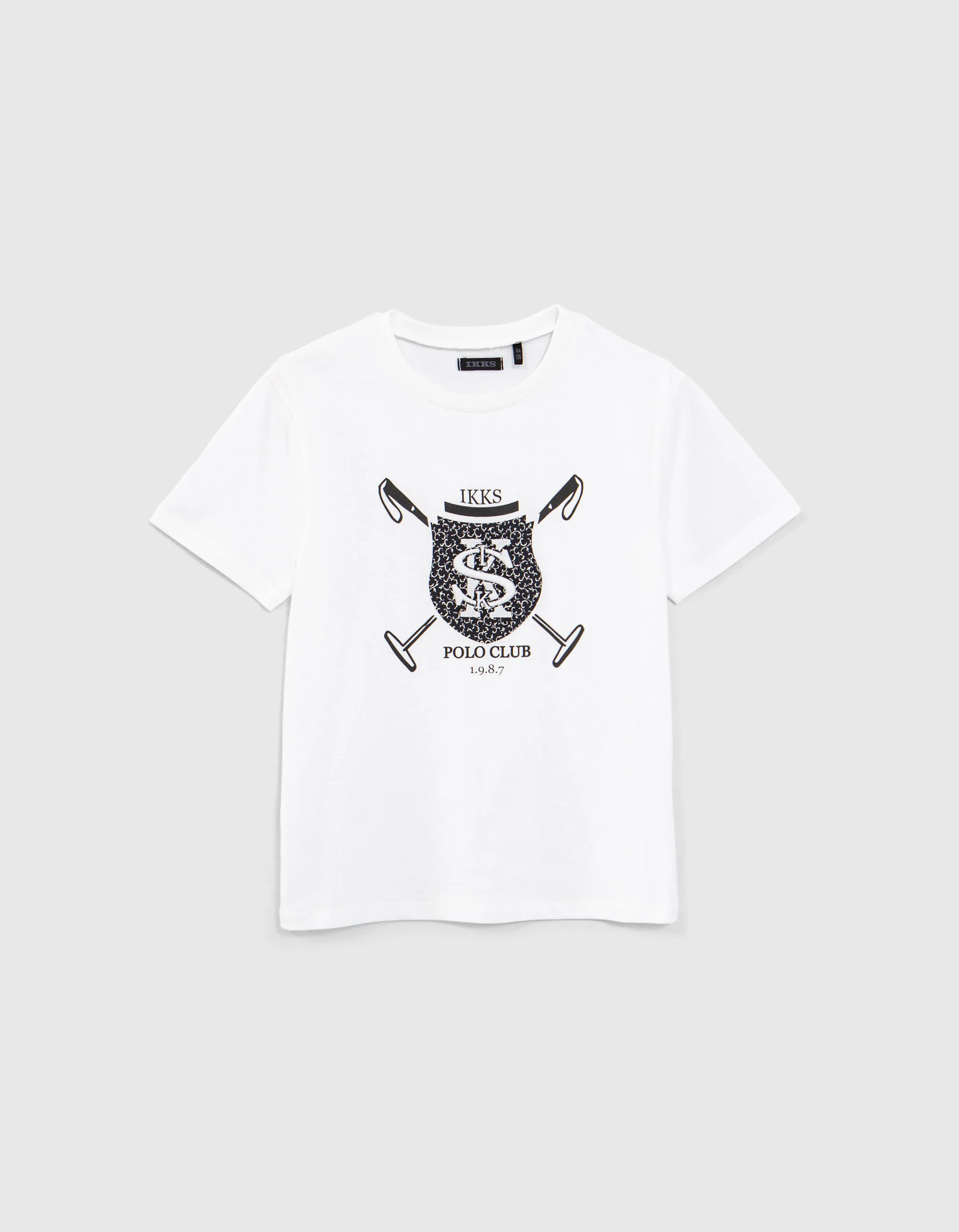 T-shirt blanc cassé blason IKKS brodé garçon