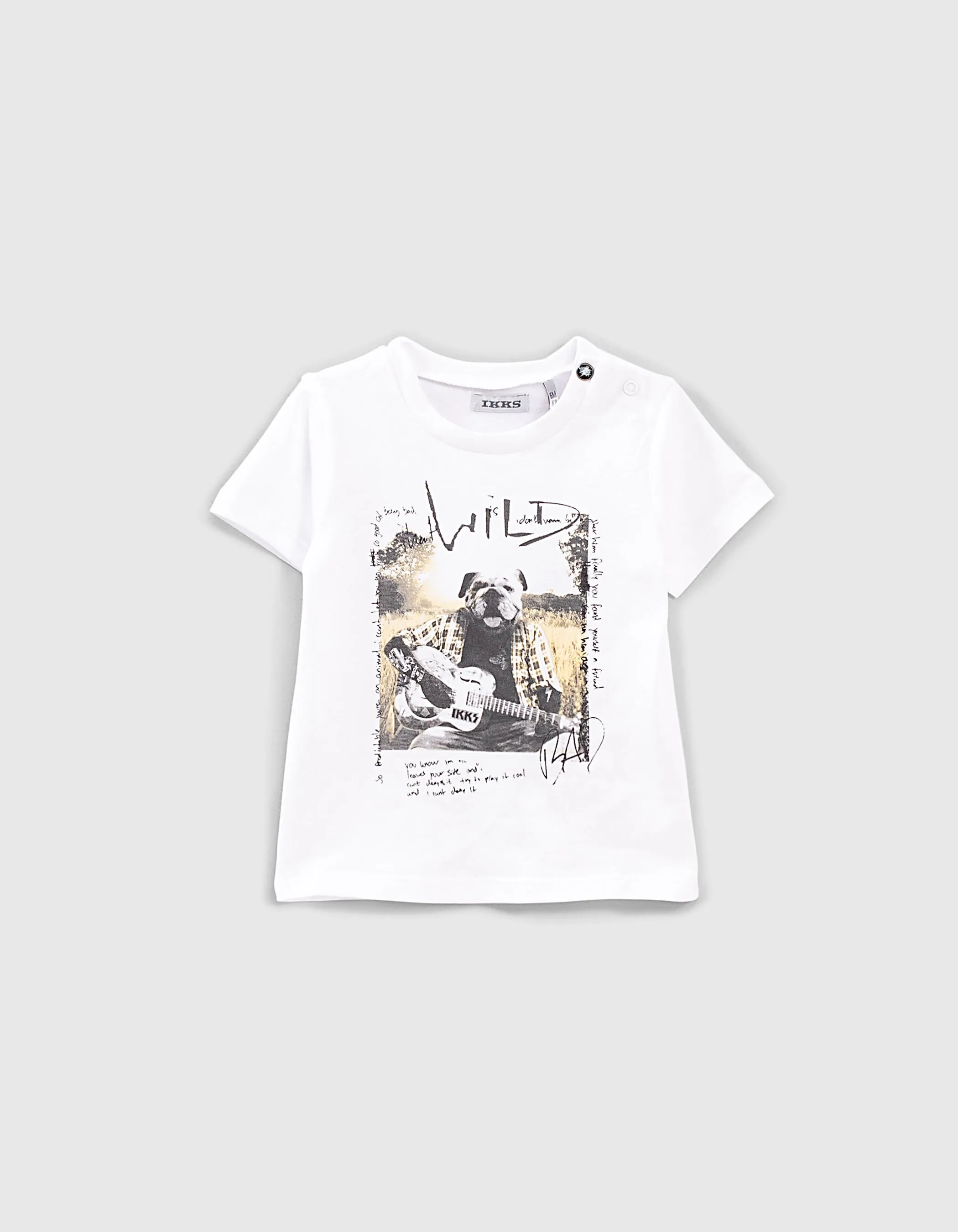 T-shirt blanc chien-guitariste bio bébé garçon 