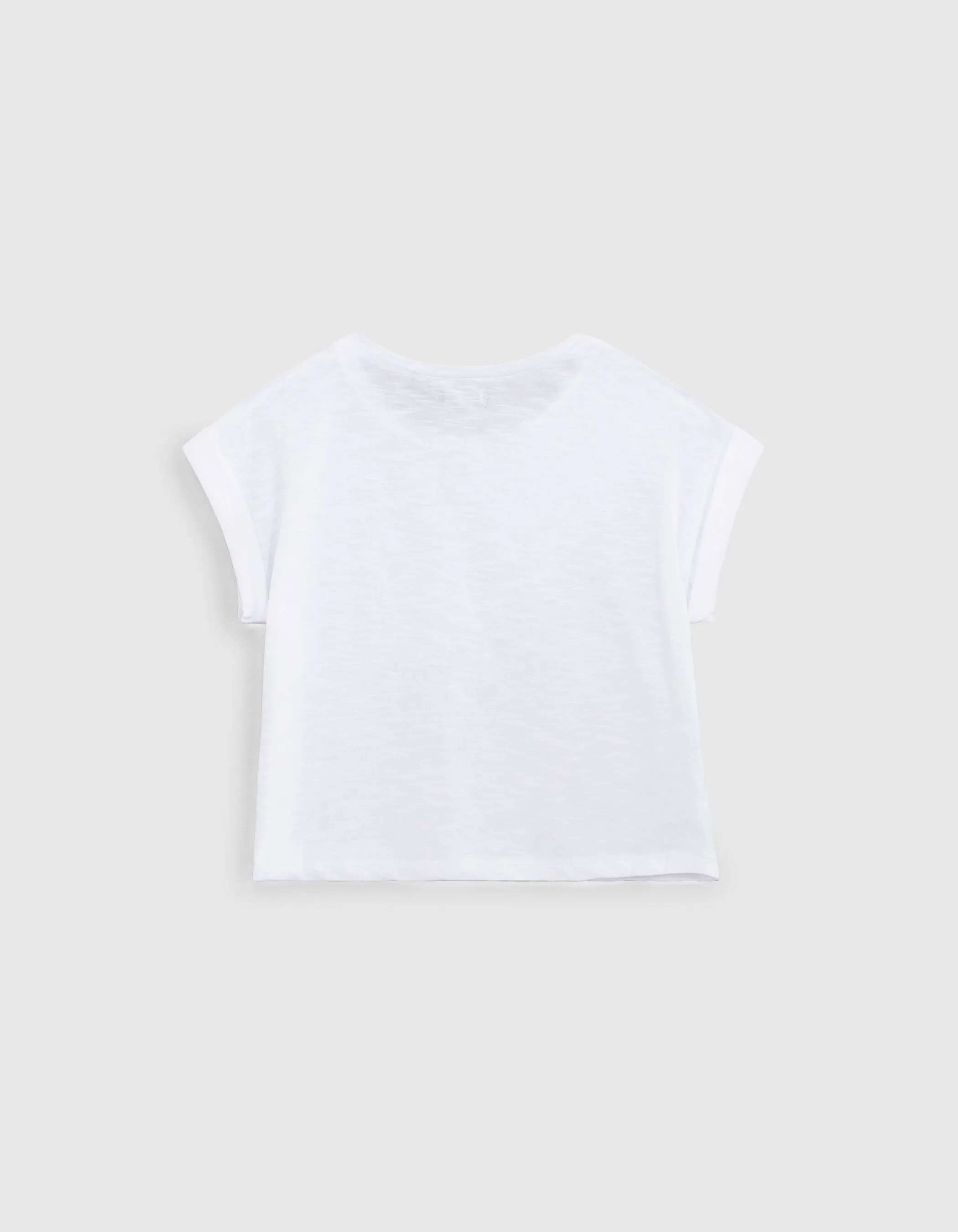 T-shirt blanc coton bio visuel léopard à cœurs fille