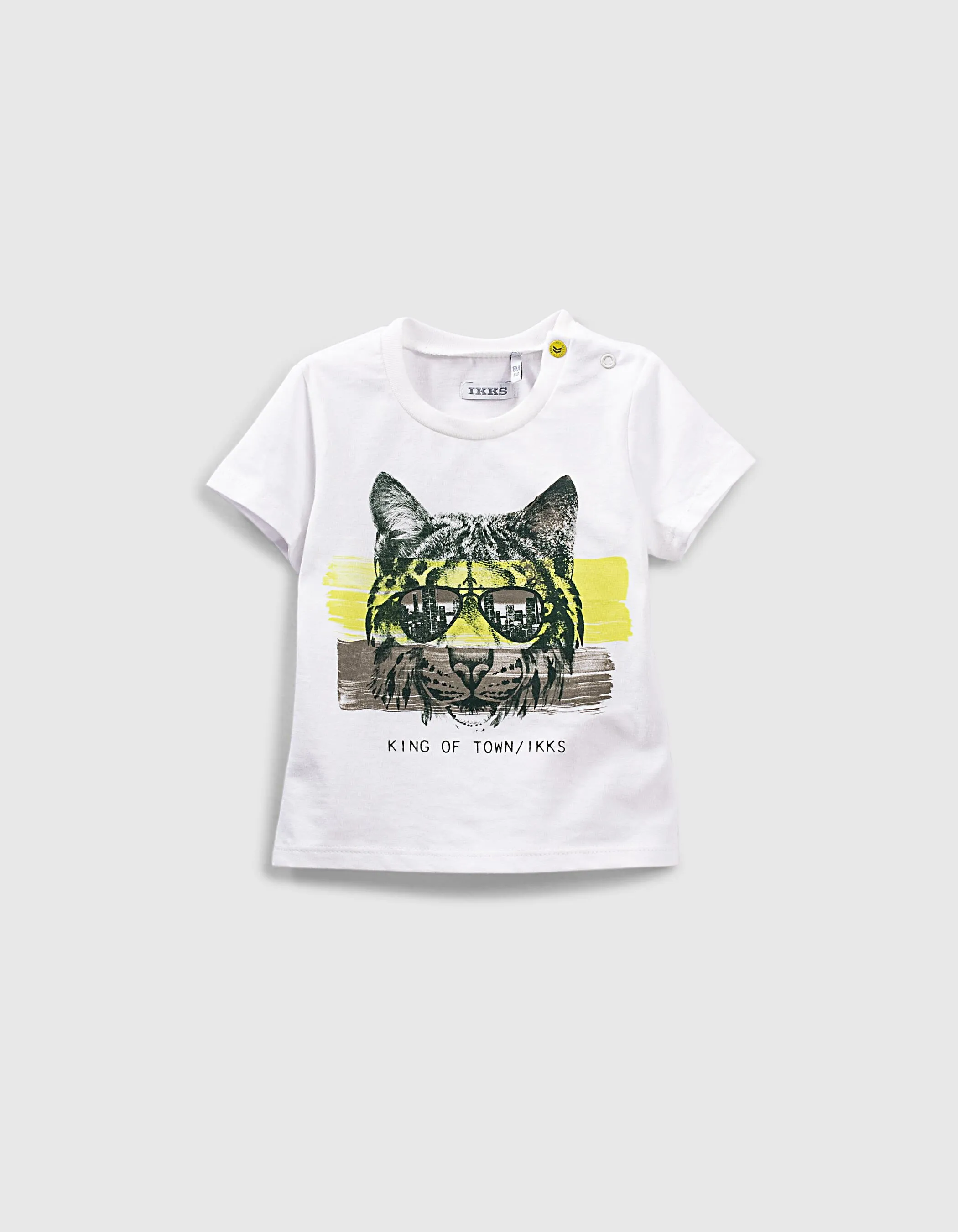 T-shirt blanc visuel lynx à lunettes bio bébé garçon 