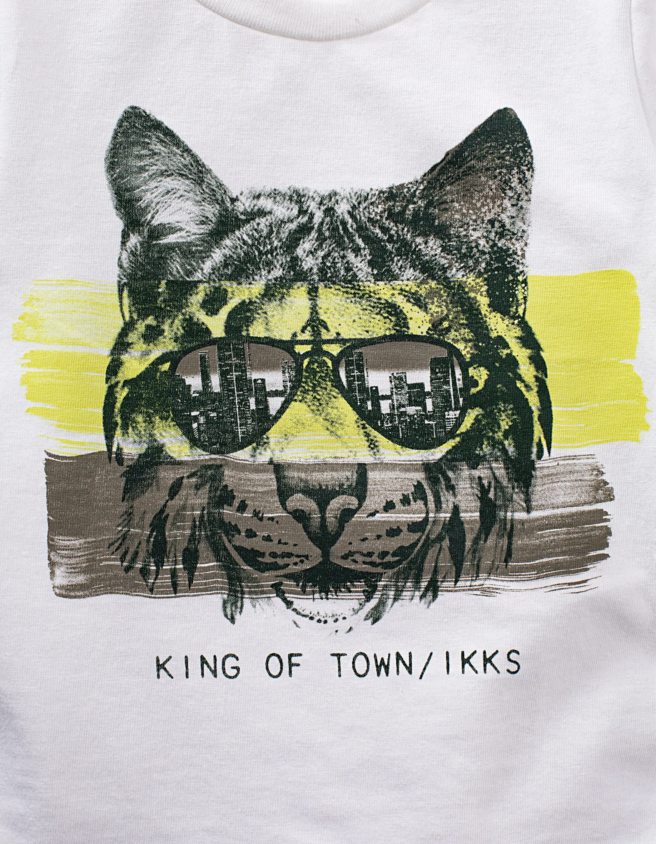 T-shirt blanc visuel lynx à lunettes bio bébé garçon 