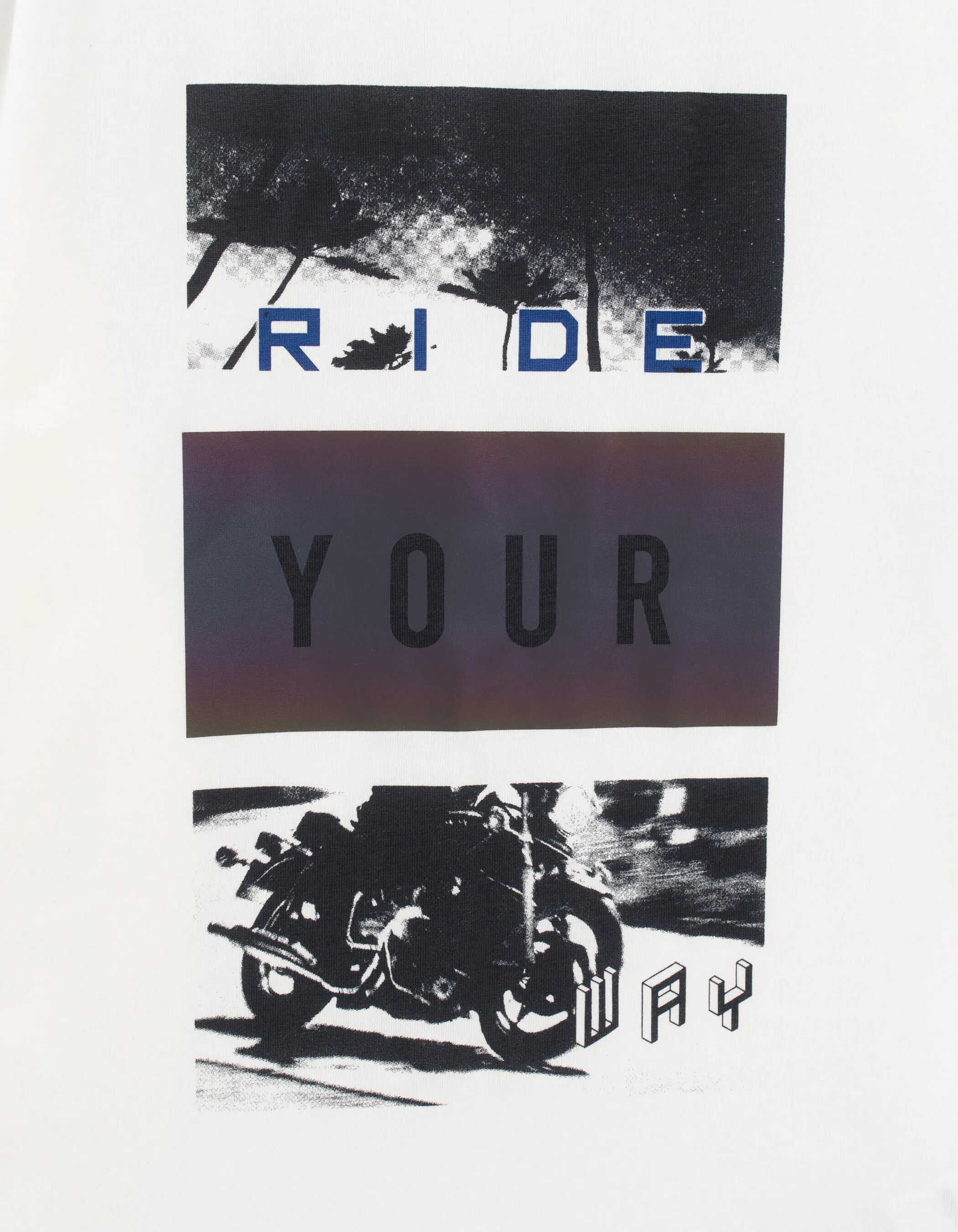 T-shirt blanc visuel triptyque rider garçon