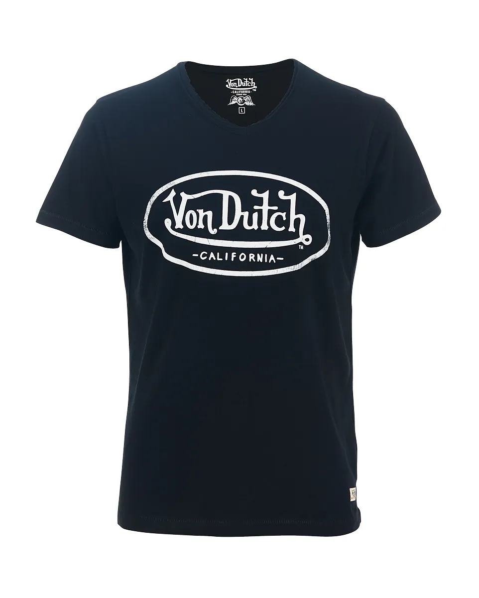 T-shirt manches courtes Homme TEE SHIRT COL V RON Noir