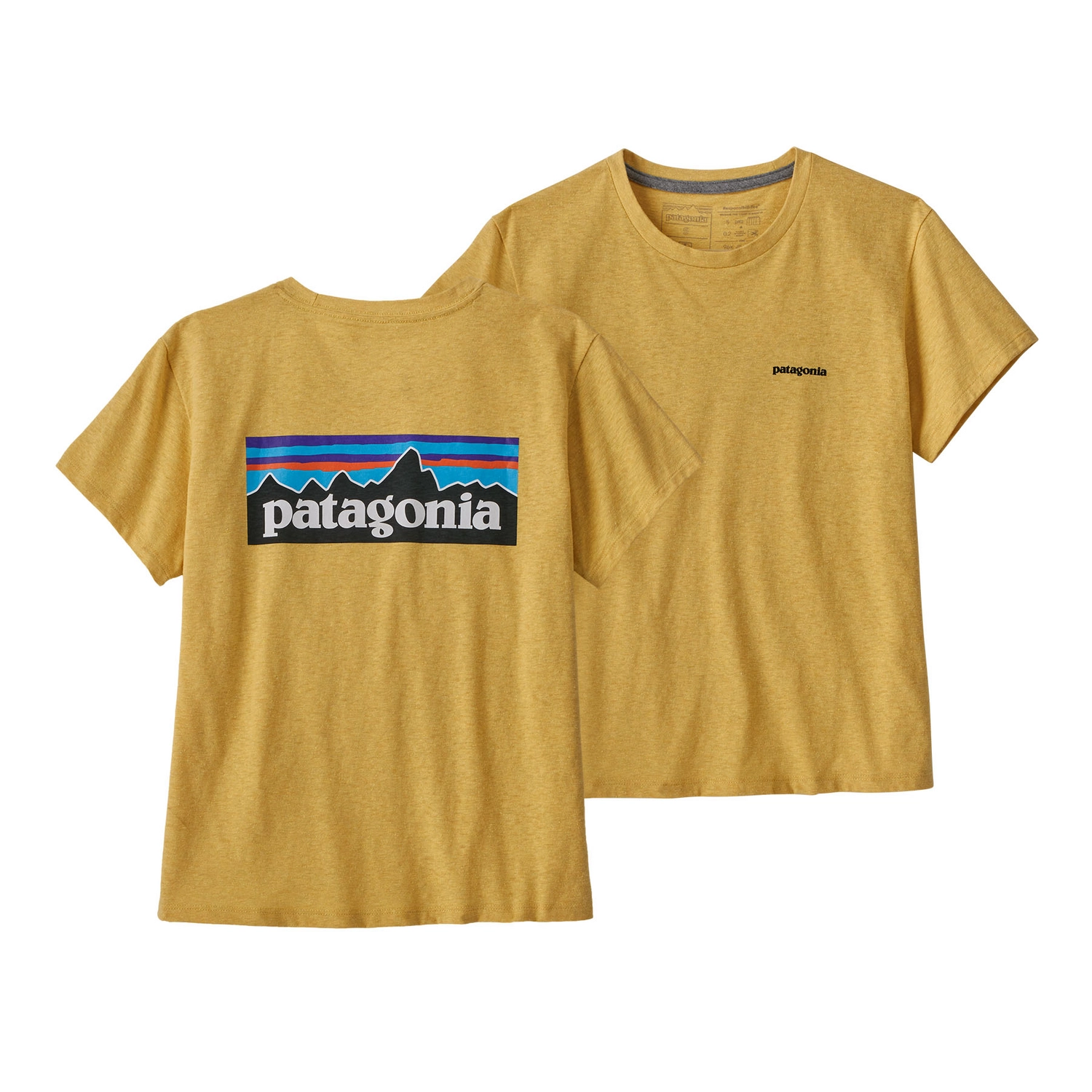 T-Shirt Patagonia Femme P6 Logo Responsibili Tee Surfboard Yellow