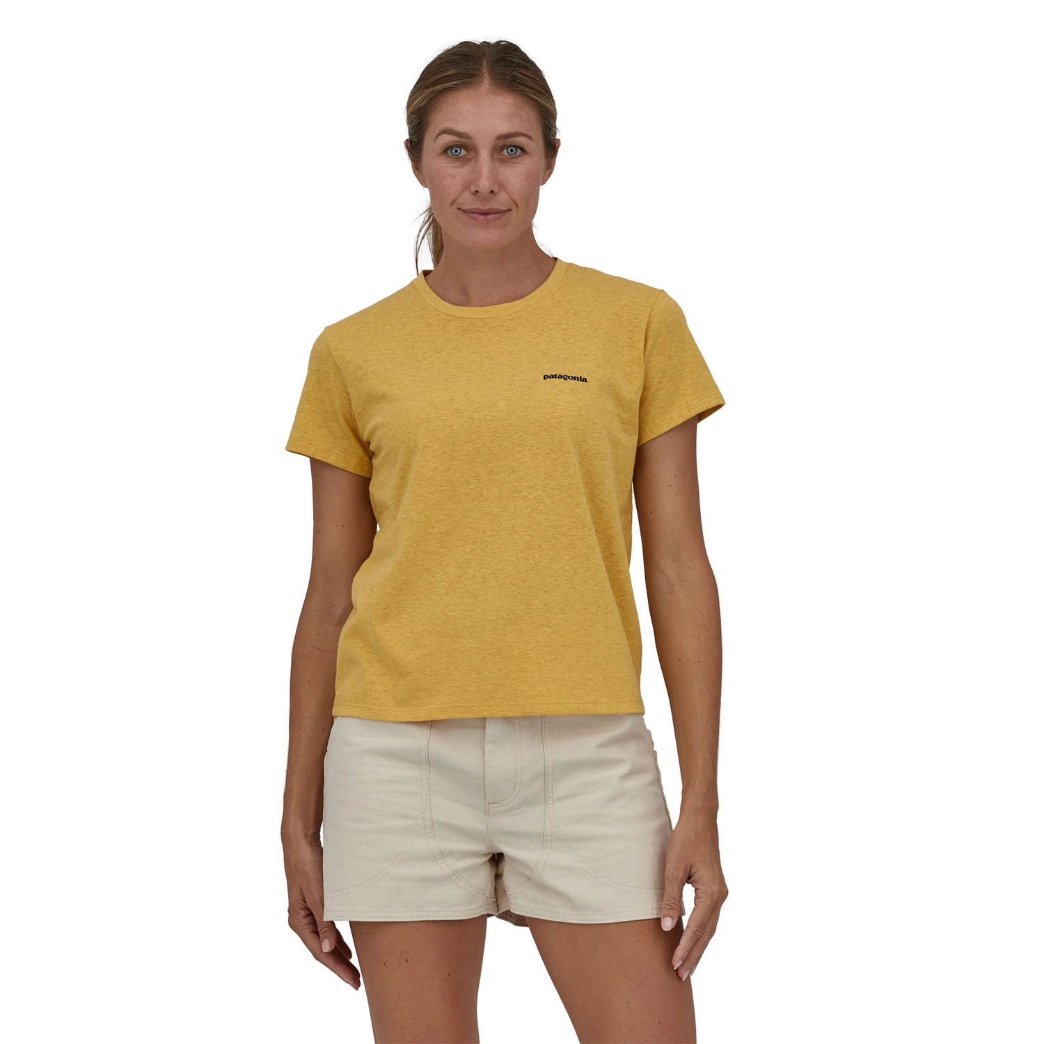 T-Shirt Patagonia Femme P6 Logo Responsibili Tee Surfboard Yellow