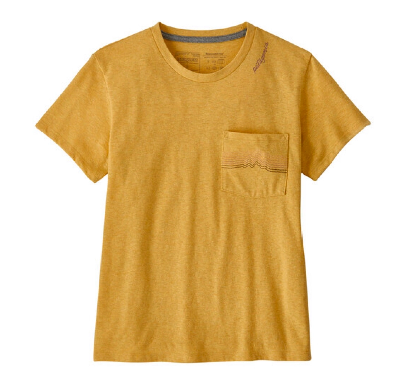 T-shirt Patagonia Femme Ridge Rise Stripe Pocket Responsibili Tee Surfboard Yellow