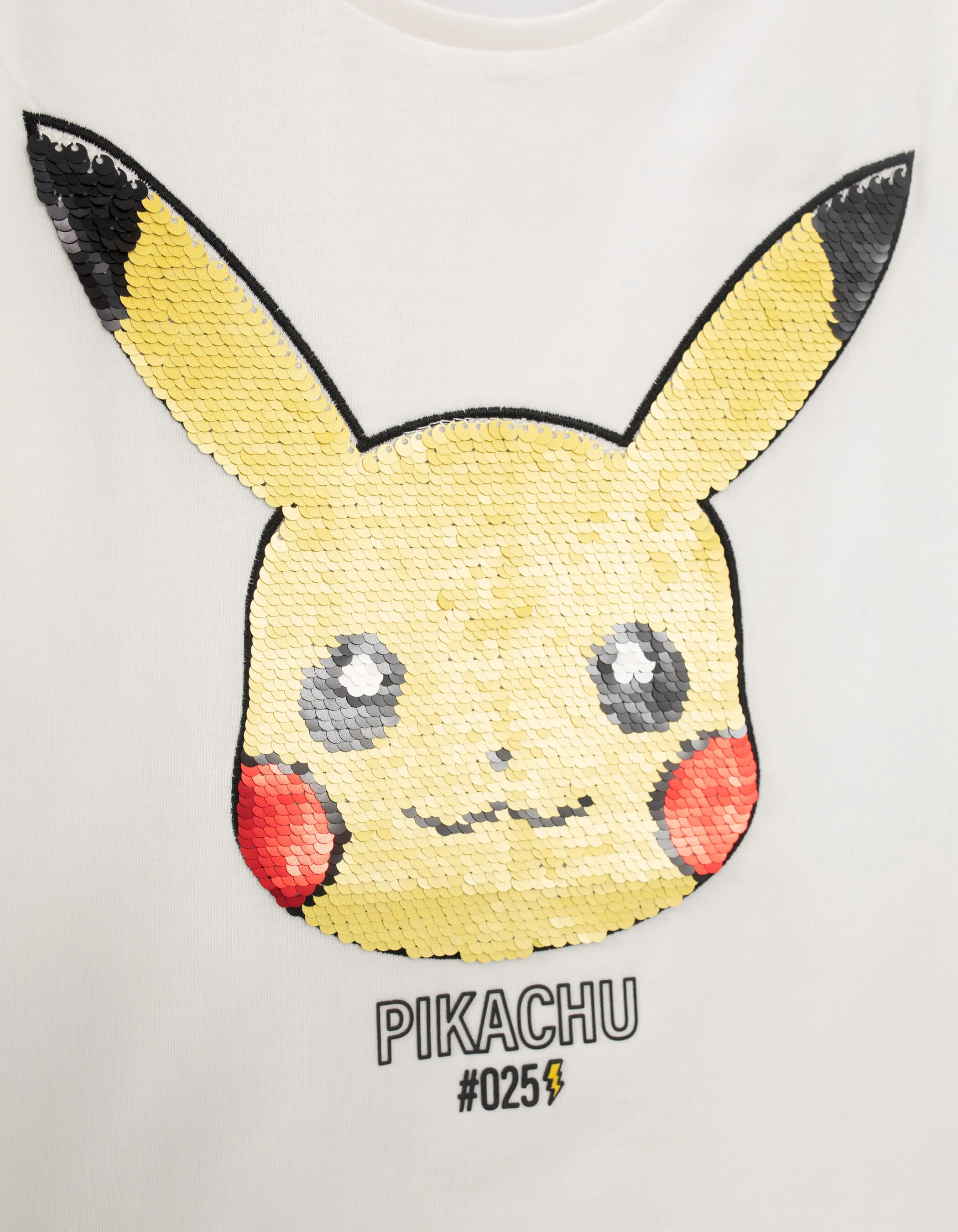 T-shirt POKEMON blanc Pikachu sequins réversibles fille