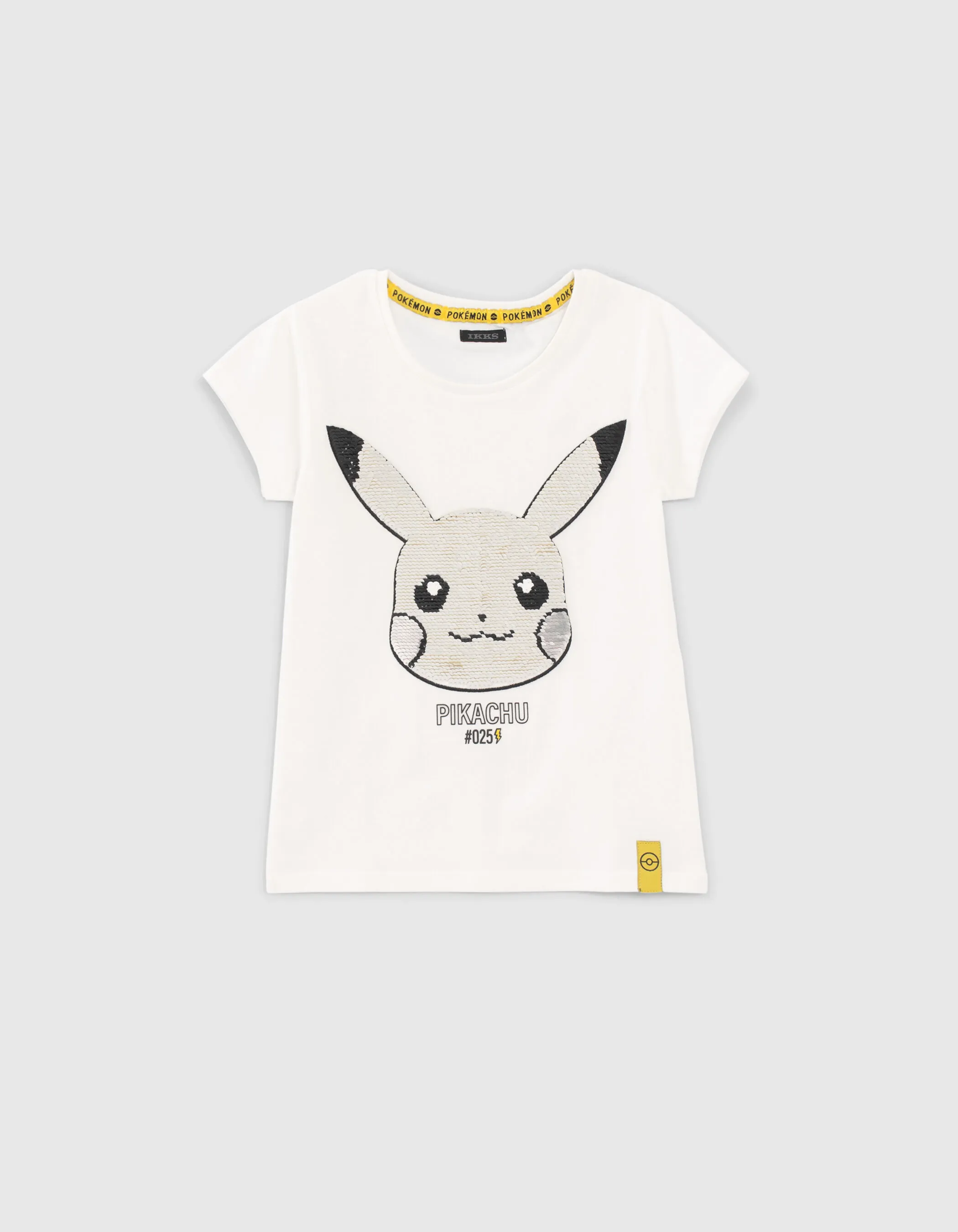 T-shirt POKEMON blanc Pikachu sequins réversibles fille