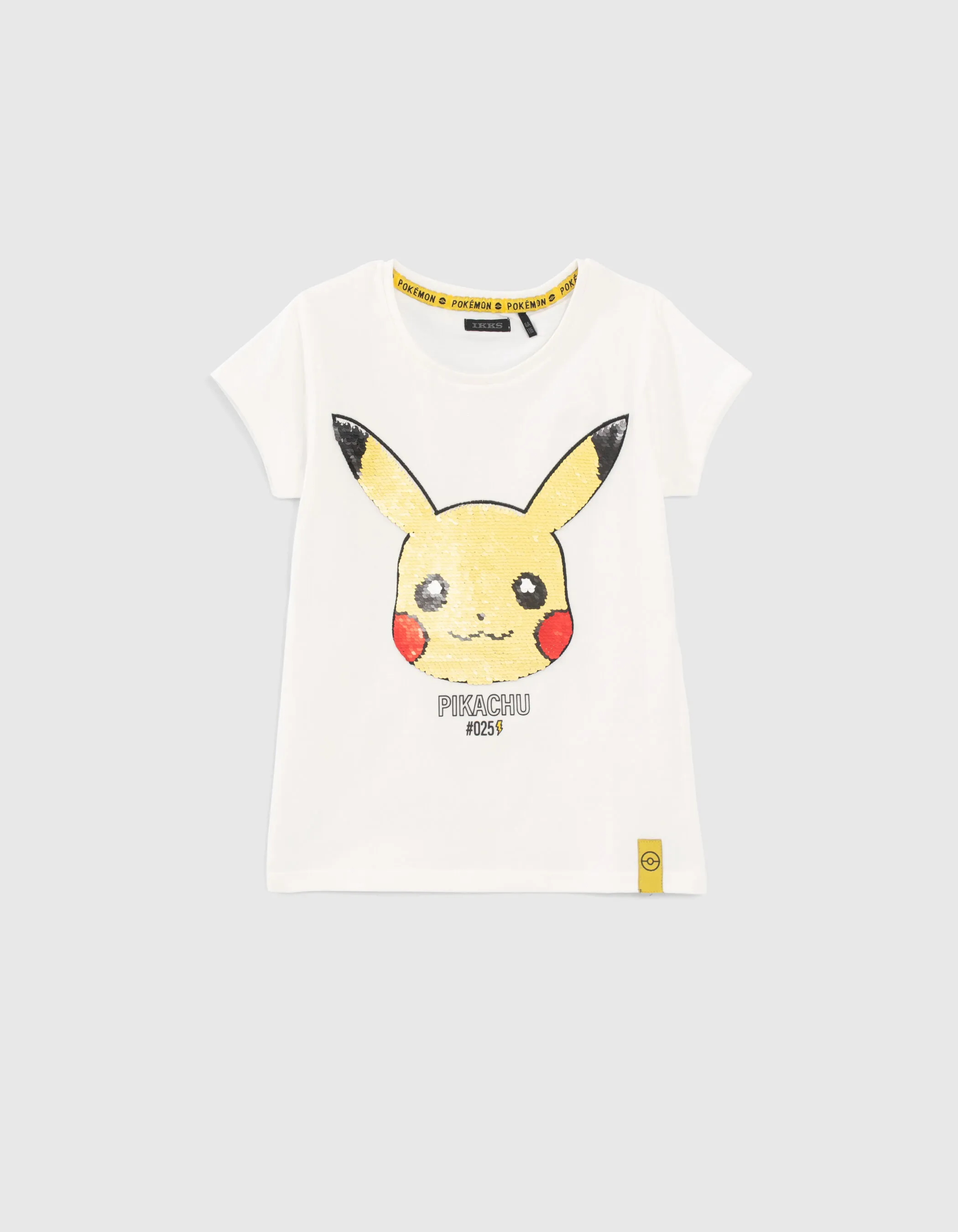 T-shirt POKEMON blanc Pikachu sequins réversibles fille