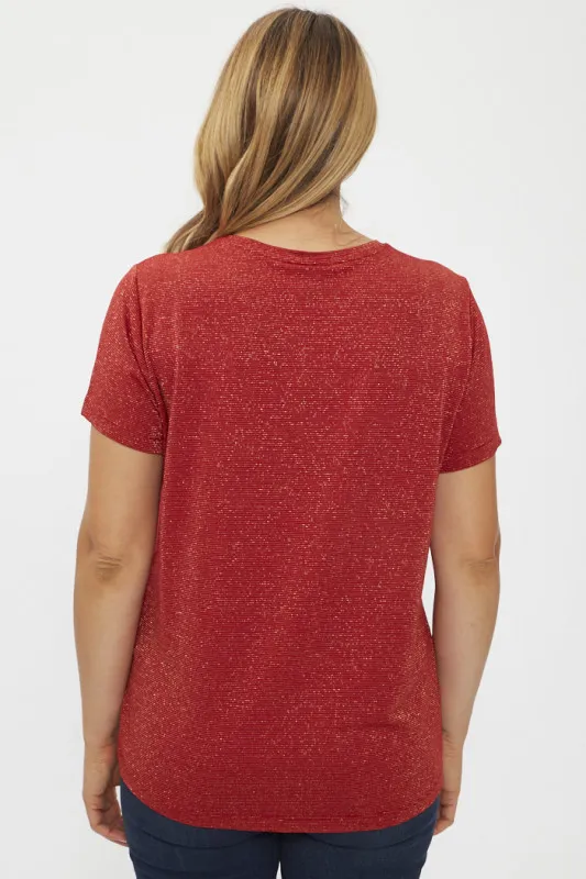 T-shirt rouge aspect soyeux