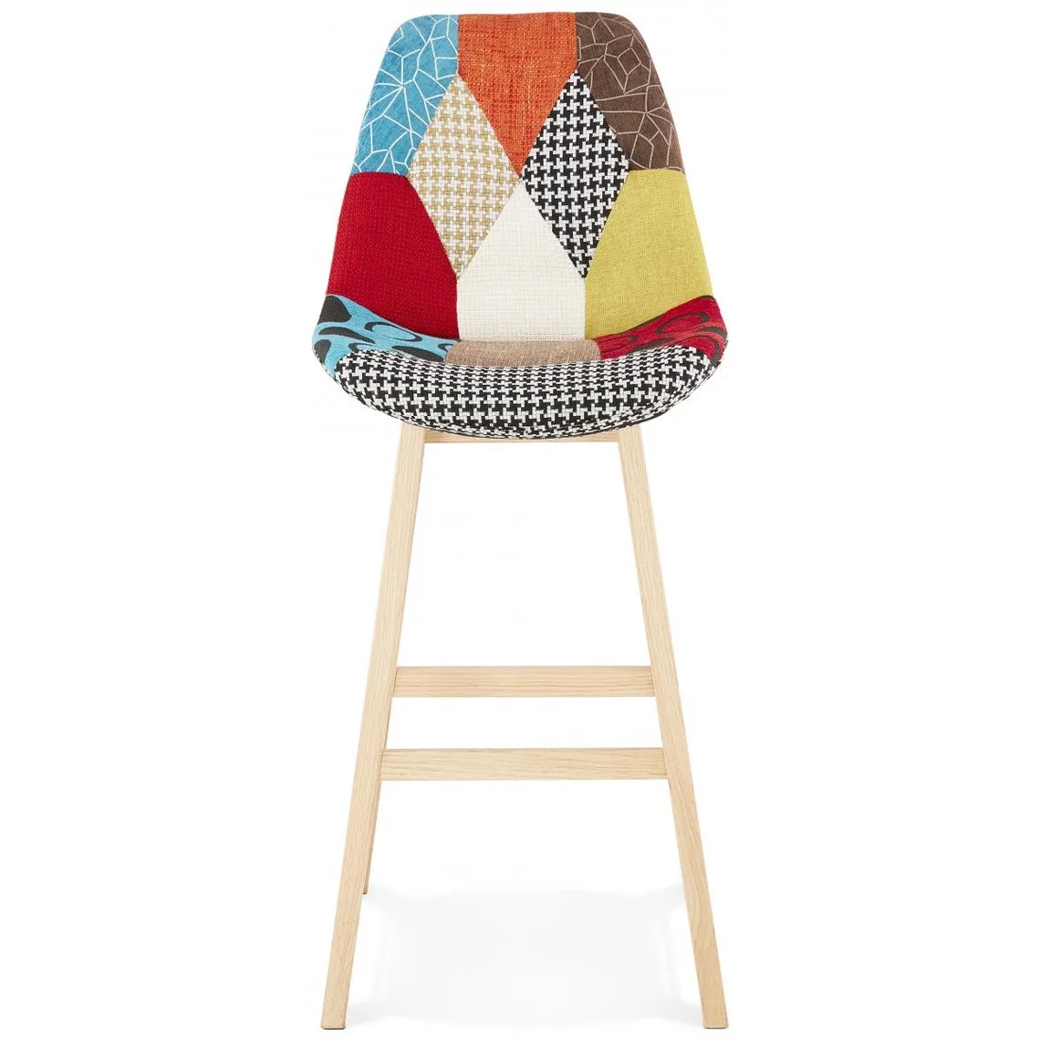 Tabouret de Bar Multicolore Dossier Rectangulaire et piétement Beige JOY | 3 Suisses