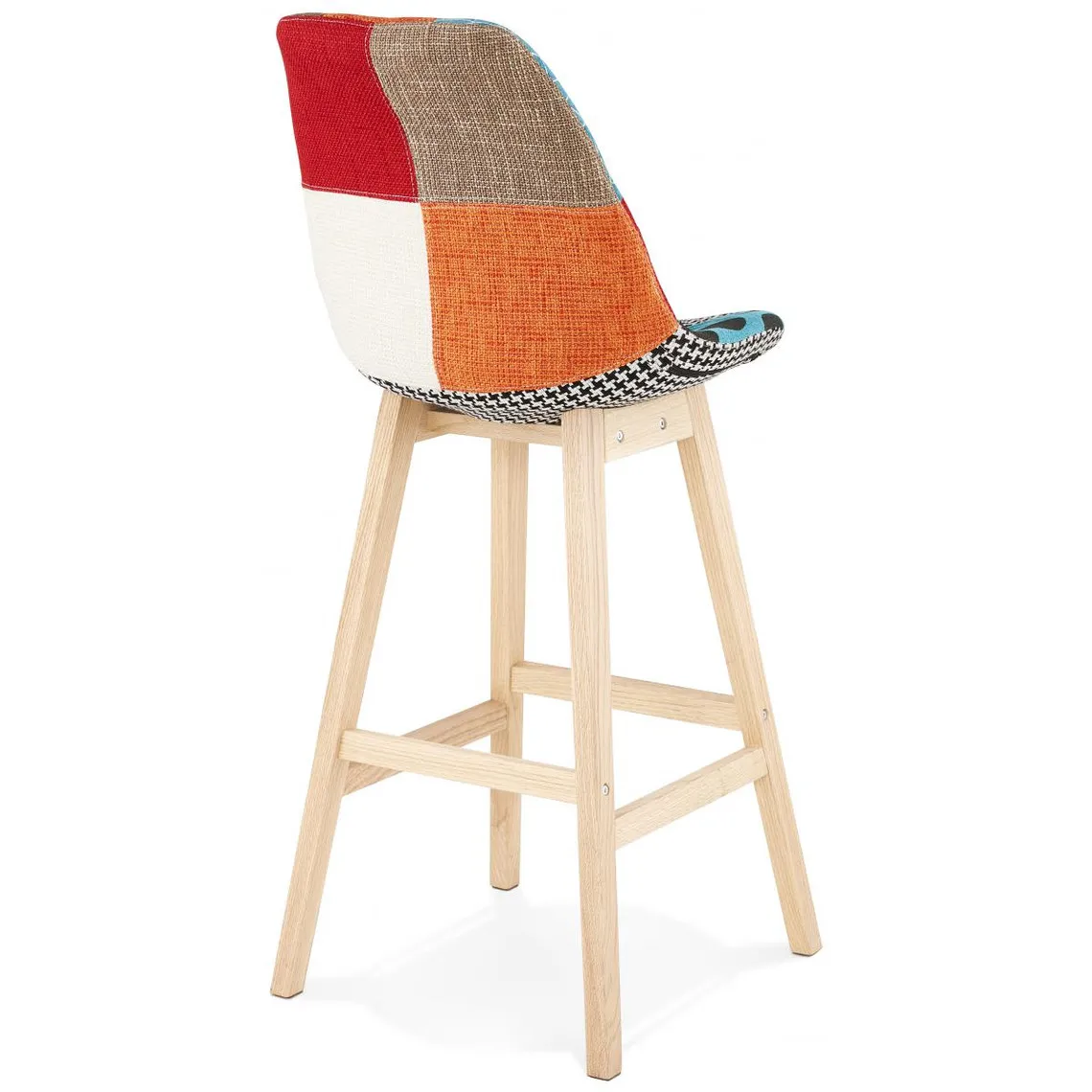 Tabouret de Bar Multicolore Dossier Rectangulaire et piétement Beige JOY | 3 Suisses