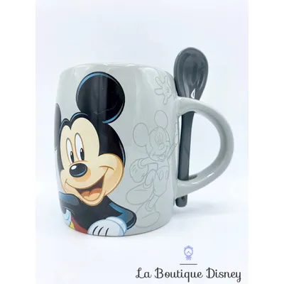 Tasse Mickey Mouse cuillère Disneyland Paris mug Disney gris