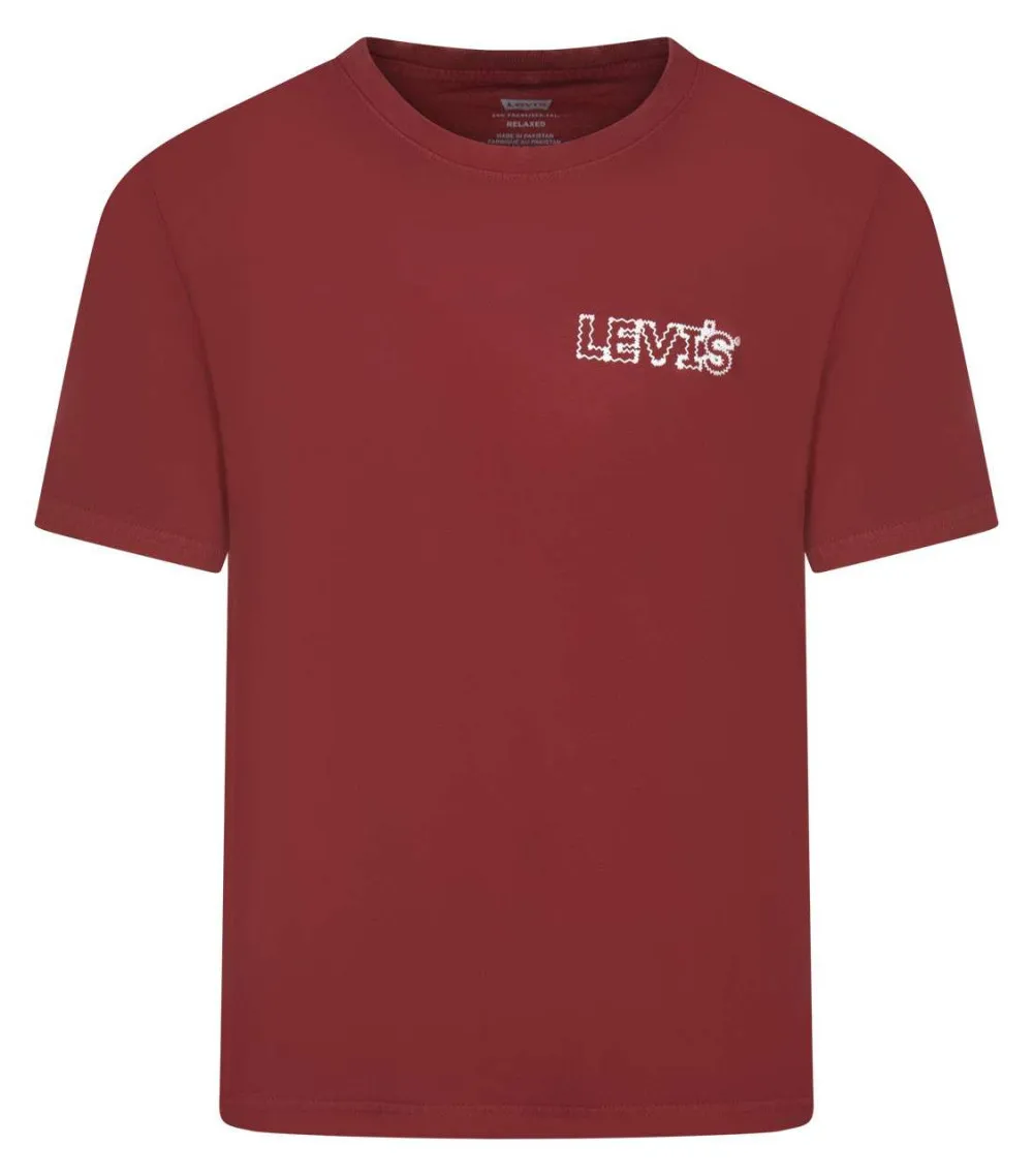 Tee-shirt avec des manches courtes un col rond Levi's® en coton bordeaux