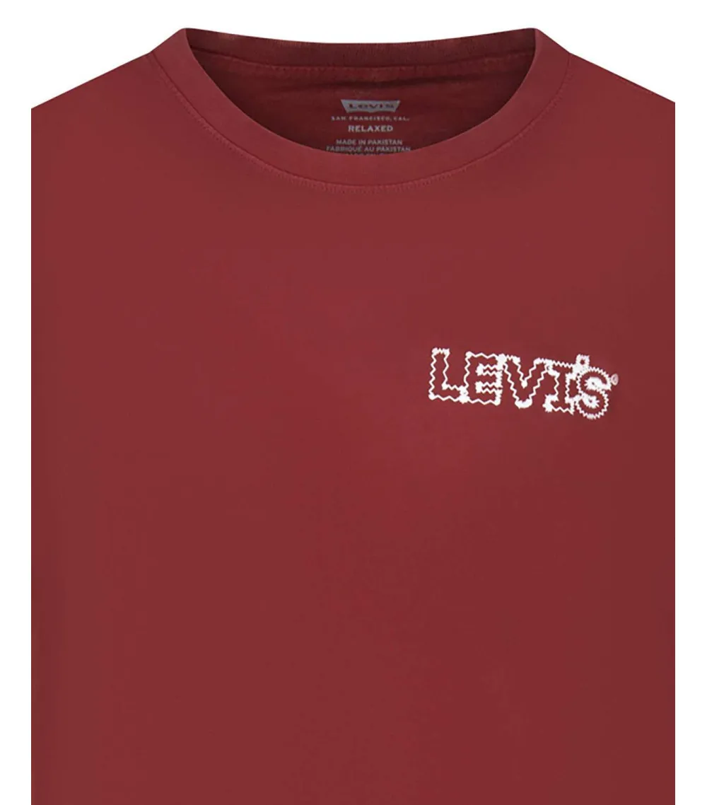 Tee-shirt avec des manches courtes un col rond Levi's® en coton bordeaux