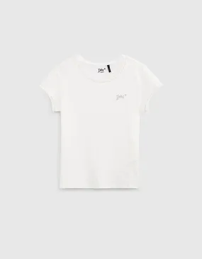 Tee-shirt blanc cassé Essentiel en coton bio fille