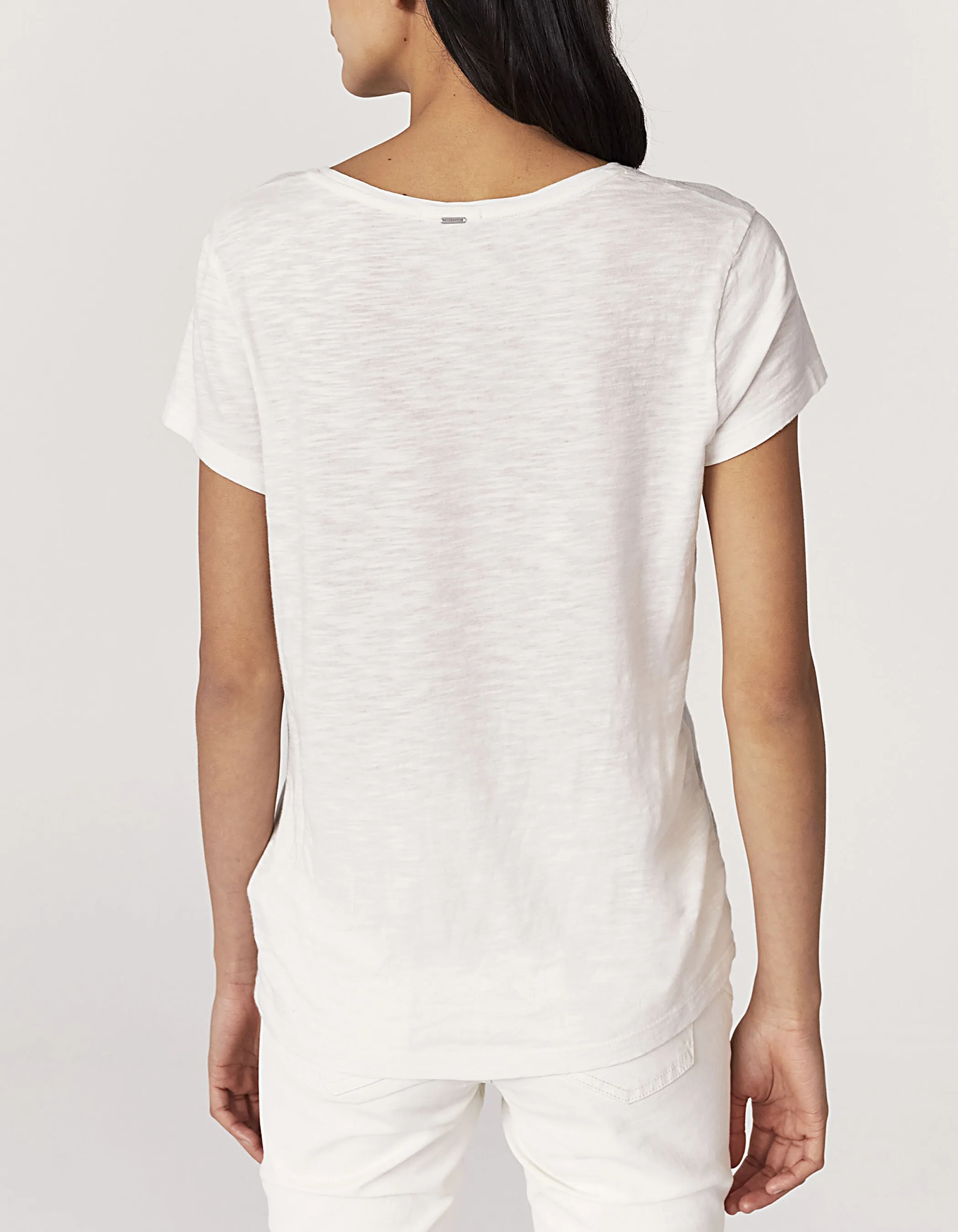 Tee-shirt blanc cassé imprimé message pailleté doré femme