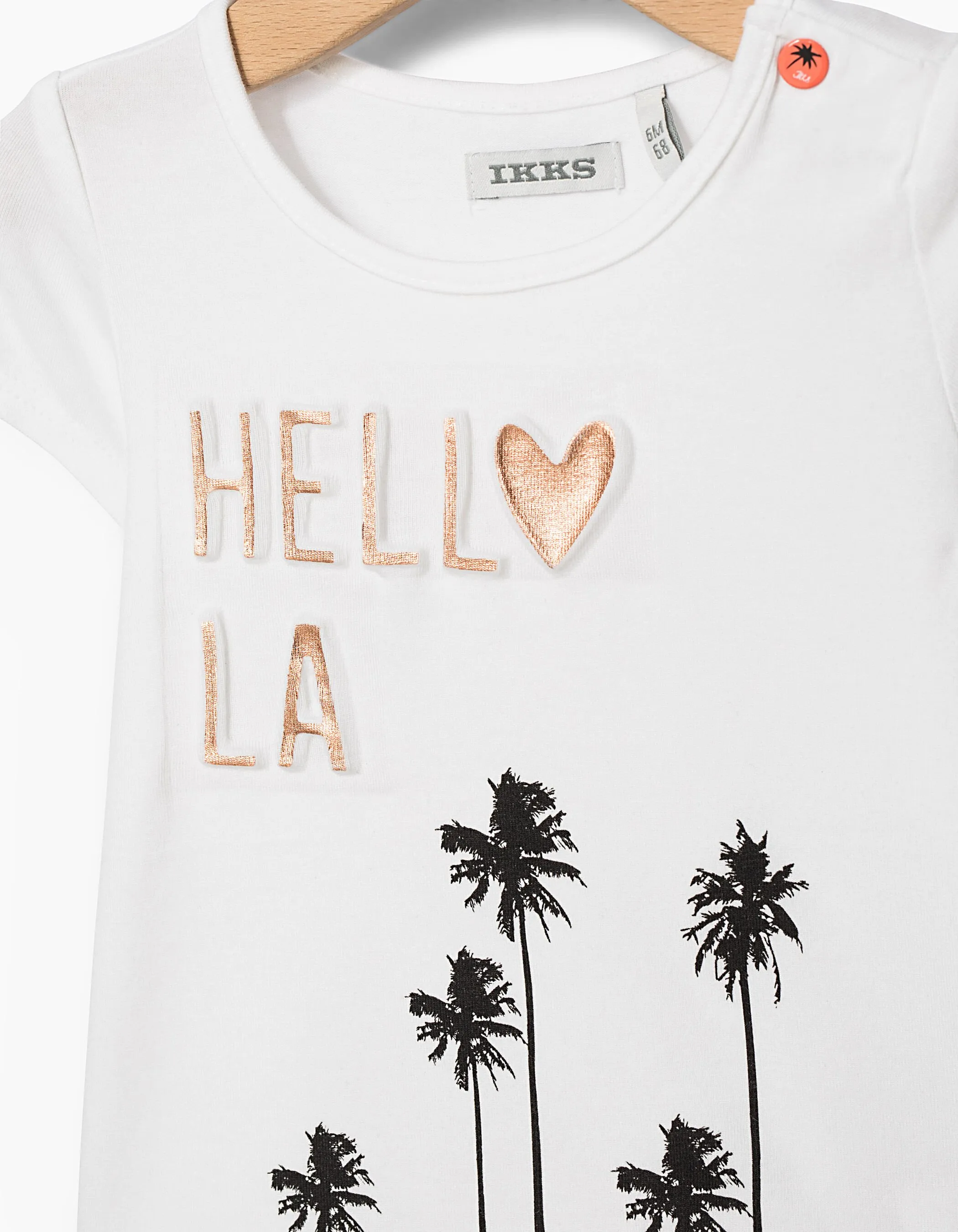 Tee-shirt blanc cassé relief Hello L.A bébé fille