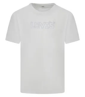 Tee-shirt coupe droite Levi's® en coton blanc brodé nom de la marque en relief