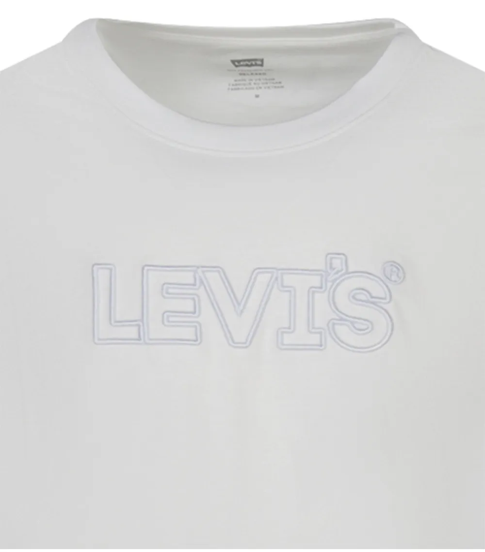 Tee-shirt coupe droite Levi's® en coton blanc brodé nom de la marque en relief