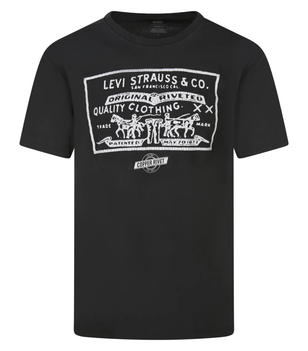 Tee-shirt coupe droite Levi's® en coton noir imprimé blanc craquelé