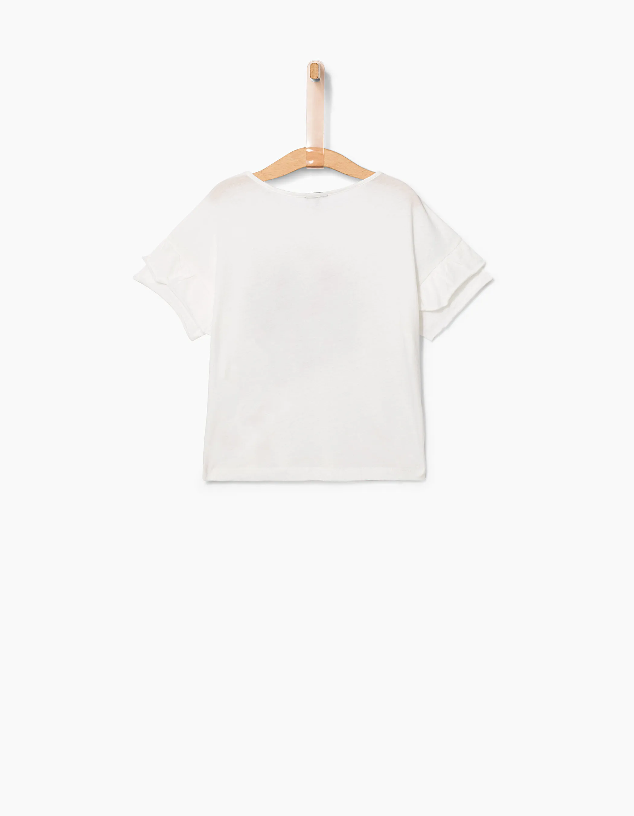 Tee-shirt cropped blanc cassé brodé fleurs fille