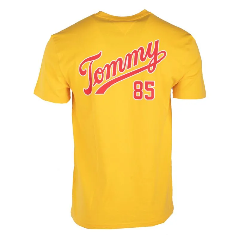 Tee shirt manches courtes jaune avec signature au dos Homme TOMMY 