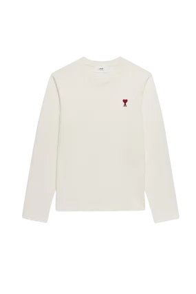 Tee-Shirt Manches Longues blanc Cœur Rouge