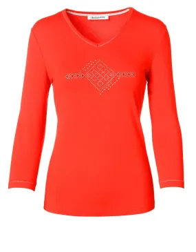 Tee shirt rouge en col V - T-Shirts