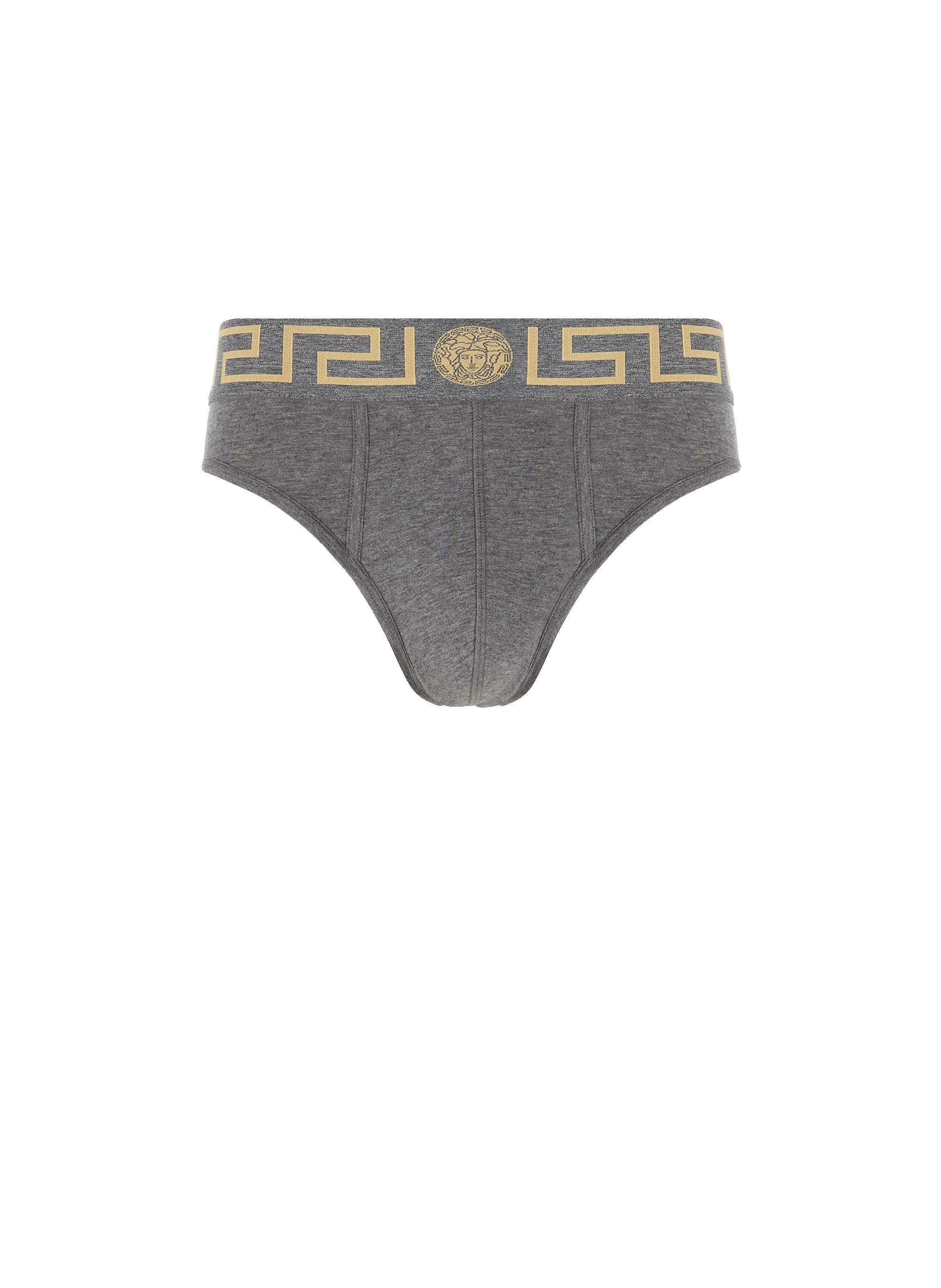 VERSACE  Slip Greca en coton - Gris