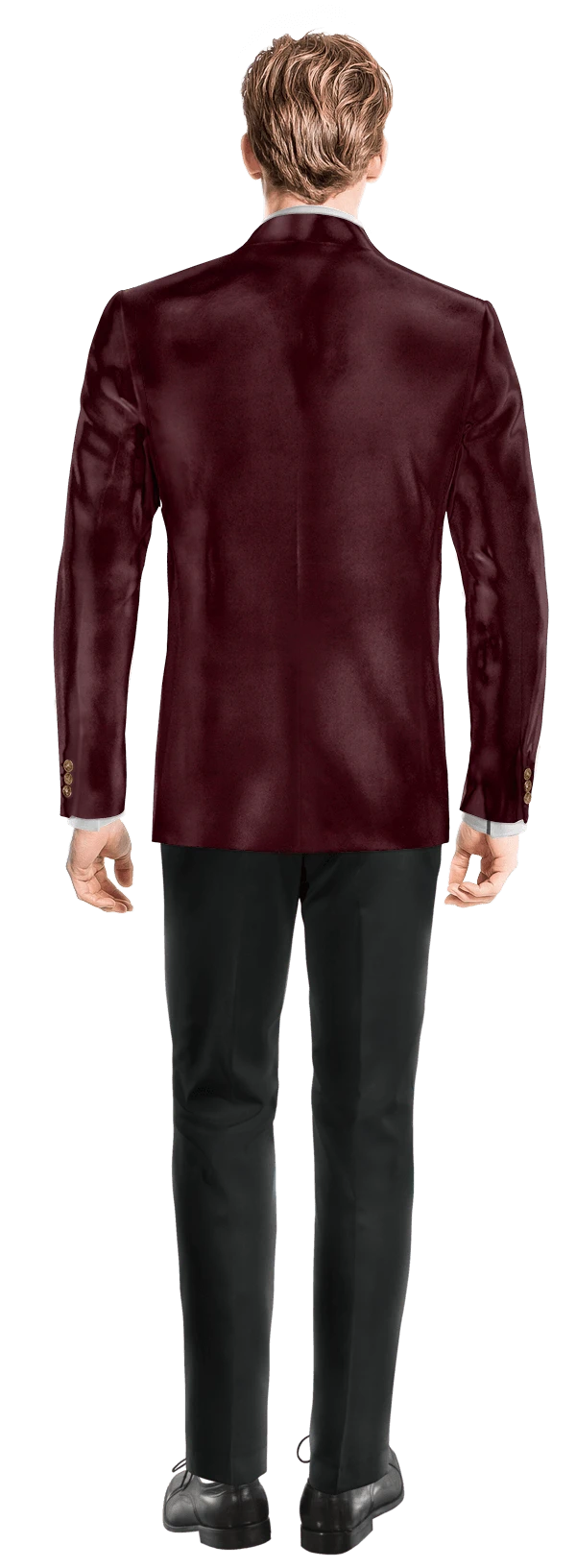 Veste bordeaux en velours col châle slim fit