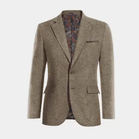 Veste brun clair en donegal tweed à larges revers