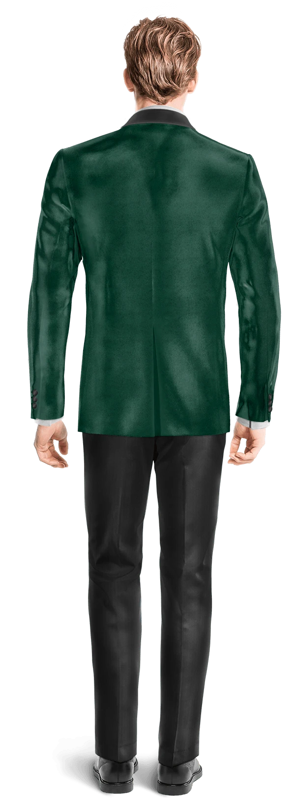 Veste de smoking vert en velours avec revers noir et pantalon noir