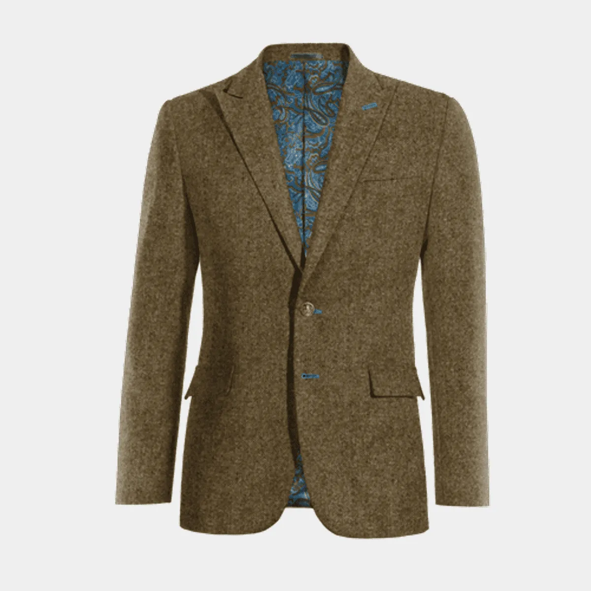 Veste marron en donegal tweed revers en pointe