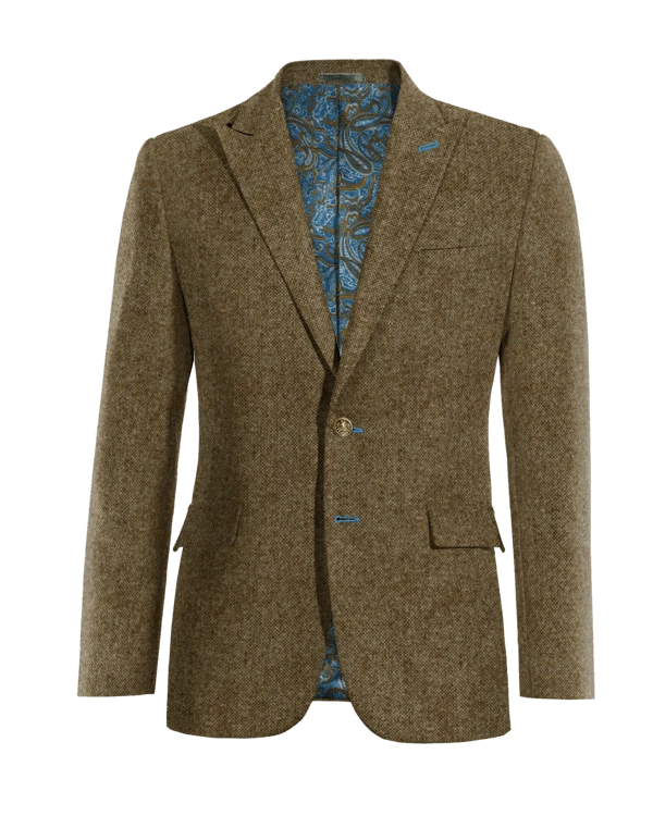 Veste marron en donegal tweed revers en pointe