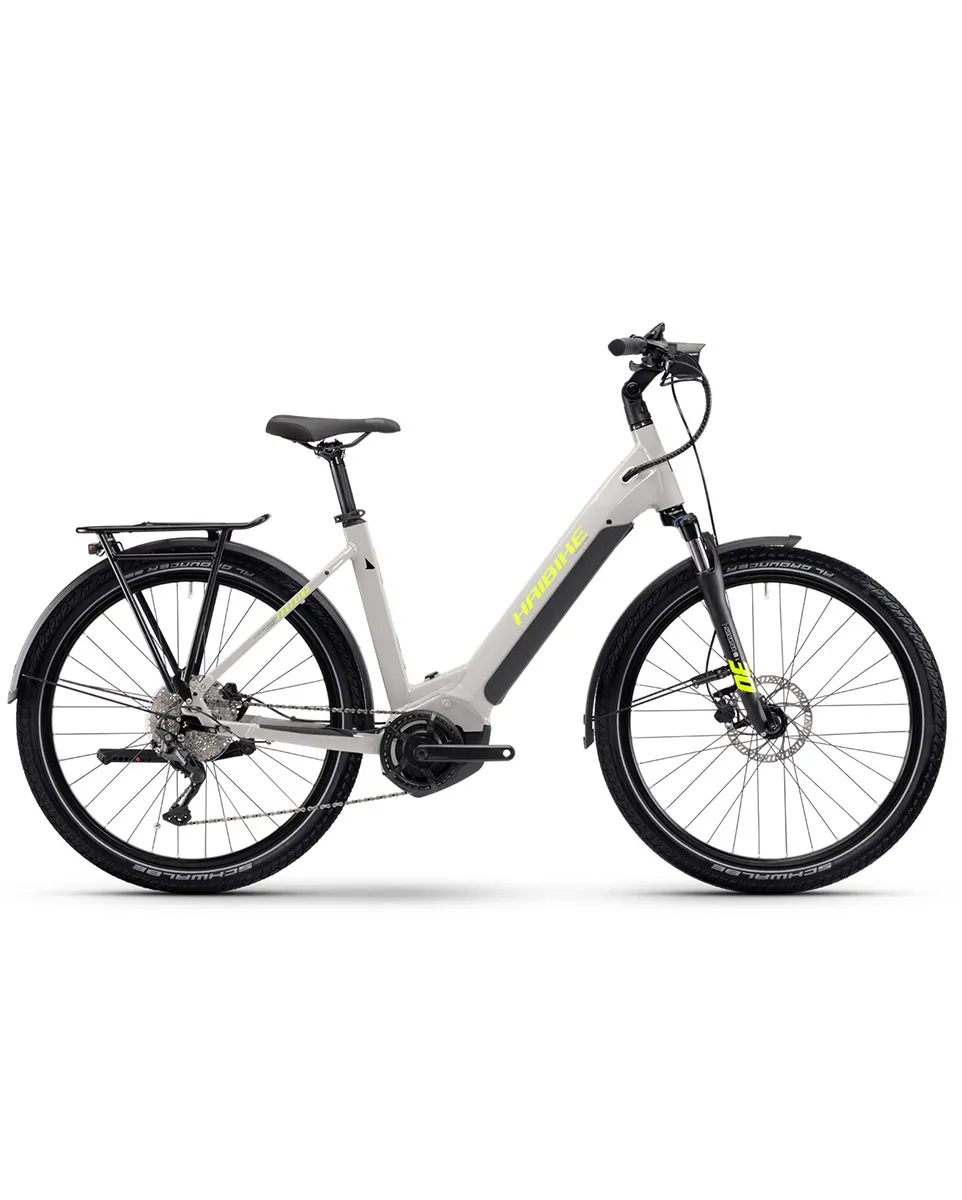 Vélo électrique trekking Unisexe TREKKING 6 LOW Gris/Jaune