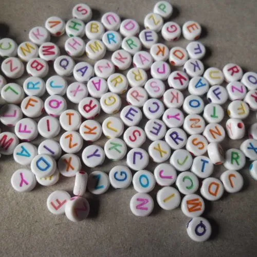 X 1 gros lot de 1000 mixte perles rondes lettre/alphabet a-z multicolore acrylique 7 x 7 mm